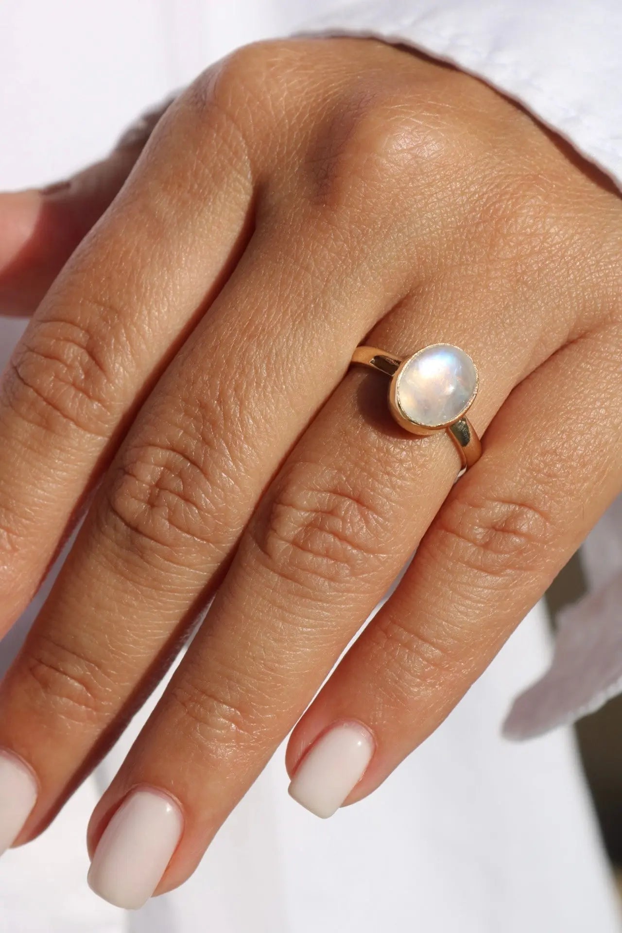 Moonstone Solid Gold Ring (6.5) ORI ORI Jewelry