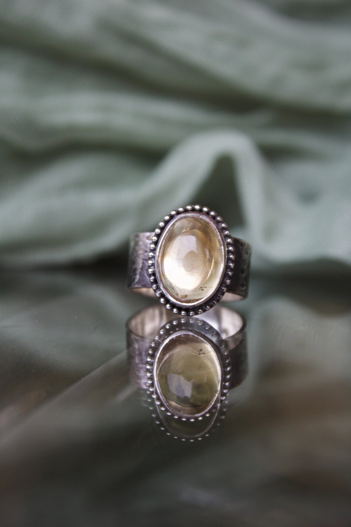 Citrine Vintage Silver ring (7.5) - ORI Jewelry