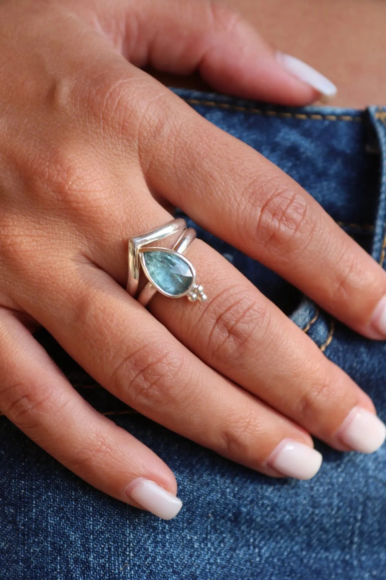 Kyanite Silver Ring Set - ORI Jewelry