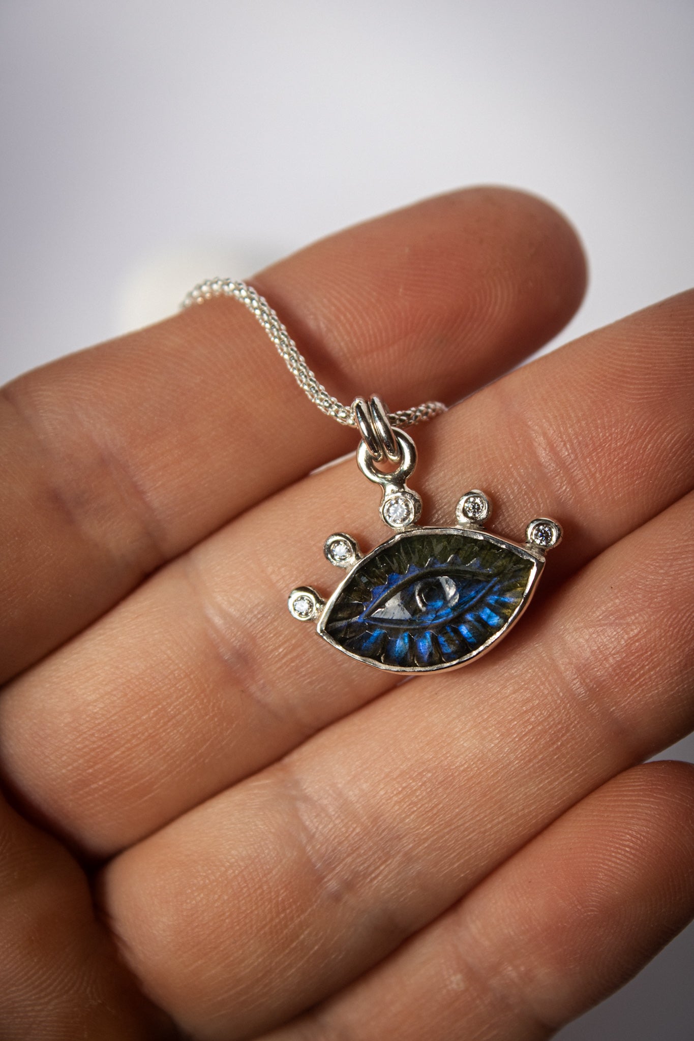 Third Eye Pendant — Labradorite & Moissanites