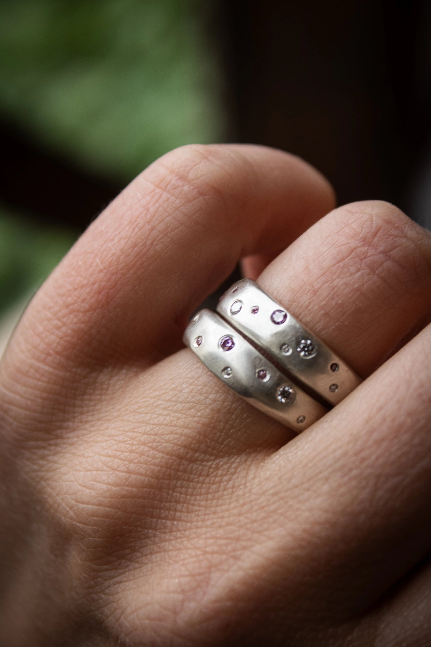 Organic form silver Ring with Moissanites ORI Jewelry ORI Jewelry