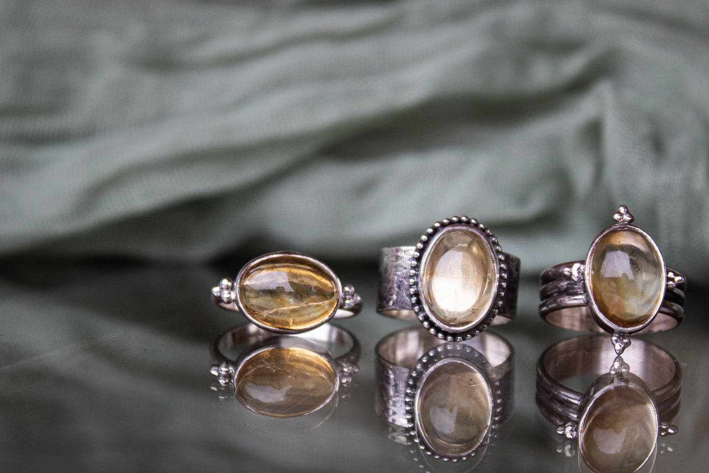 Citrine Vintage Silver ring (7.5) - ORI Jewelry
