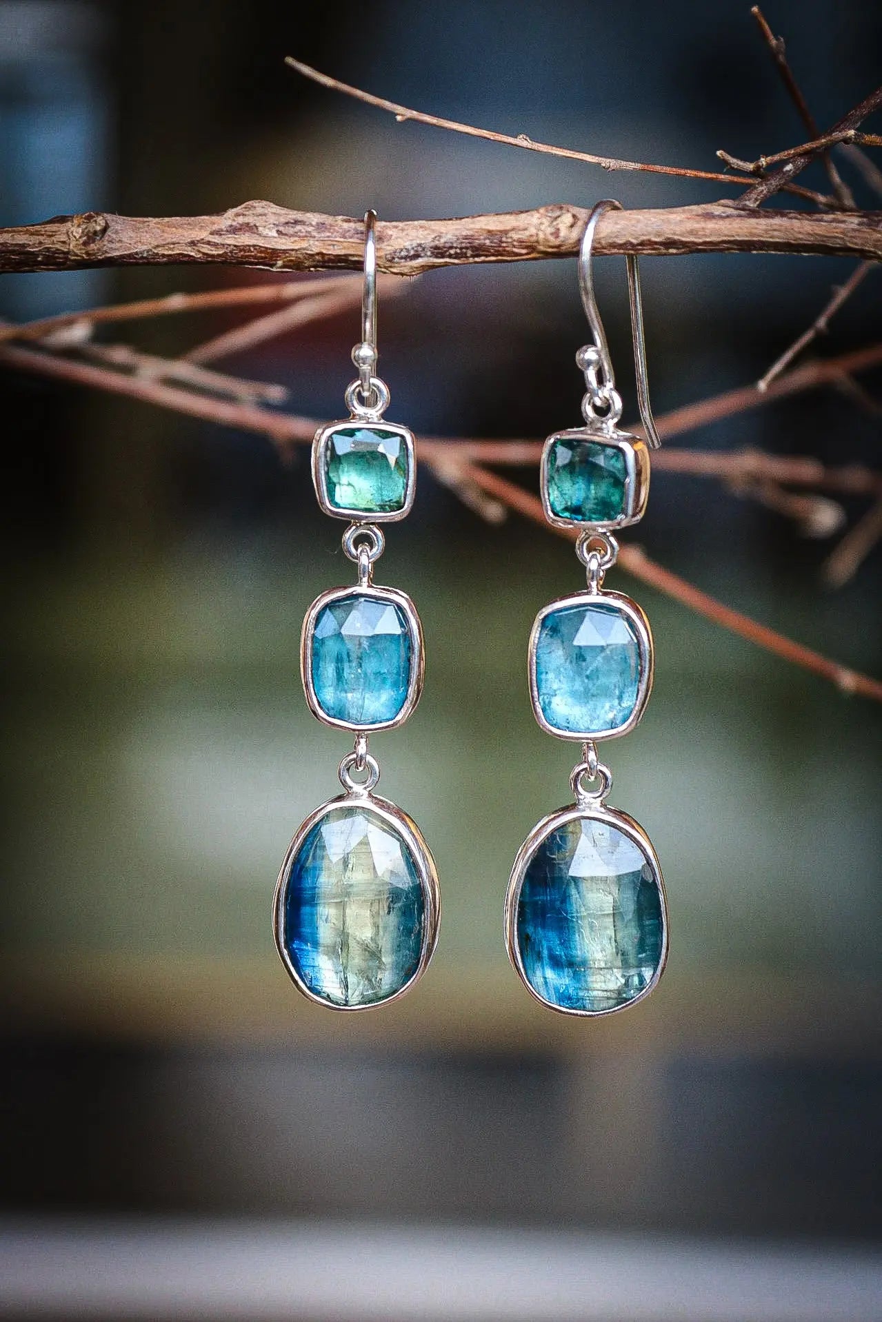 Silver earrings with Kyanites - ORI Jewelry