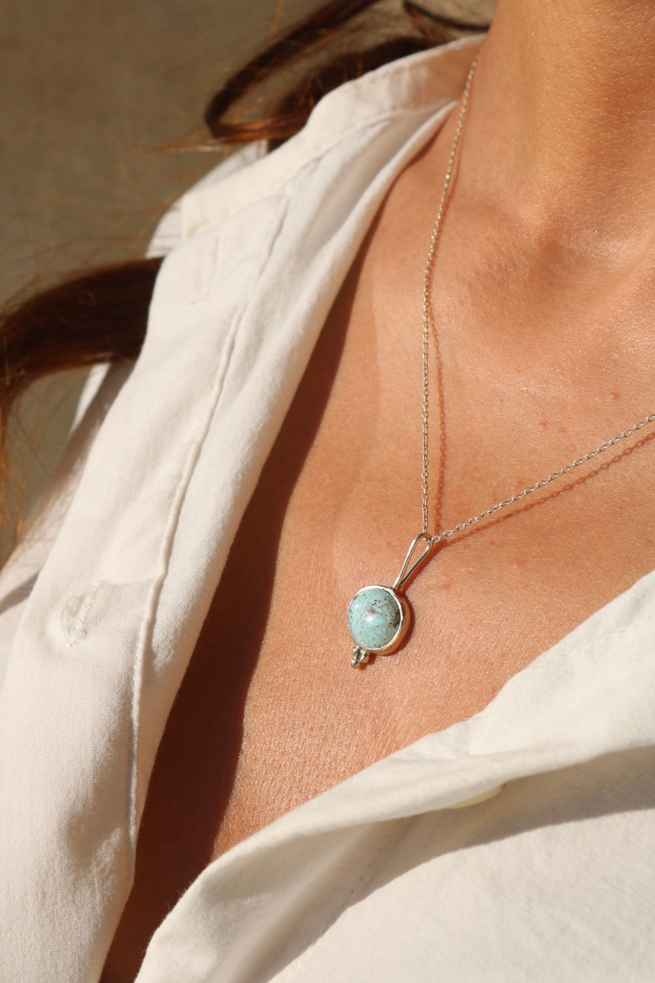 Kazakh Turquoise Silver Pendant