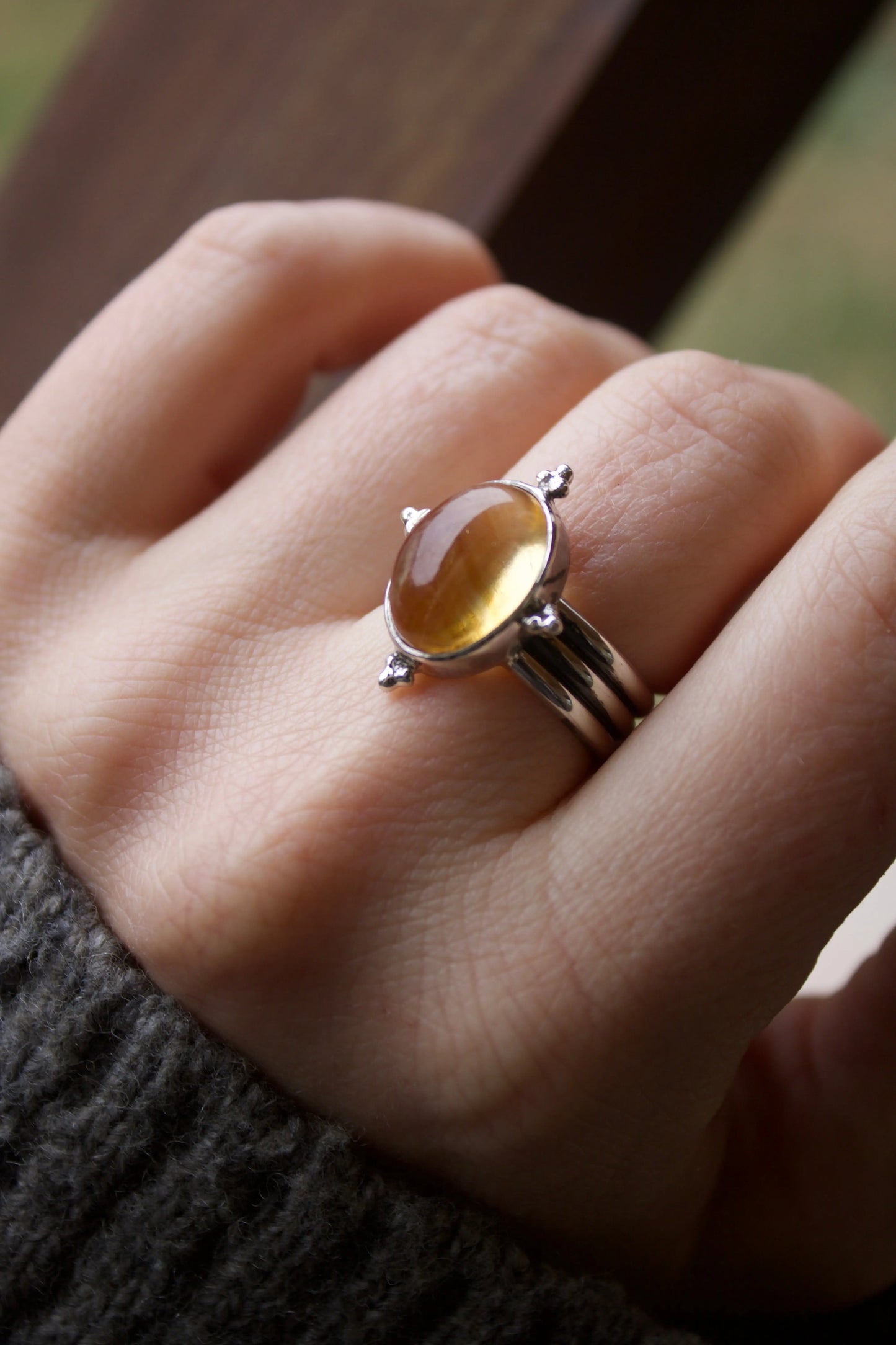 Citrine Boho Silver ring (8.0) - ORI Jewelry