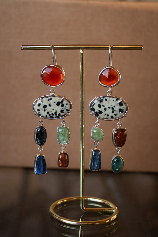 Earrings with Carnelian, Kyanite & Dalmatian Jasper ORI Jewelry ORI Jewelry