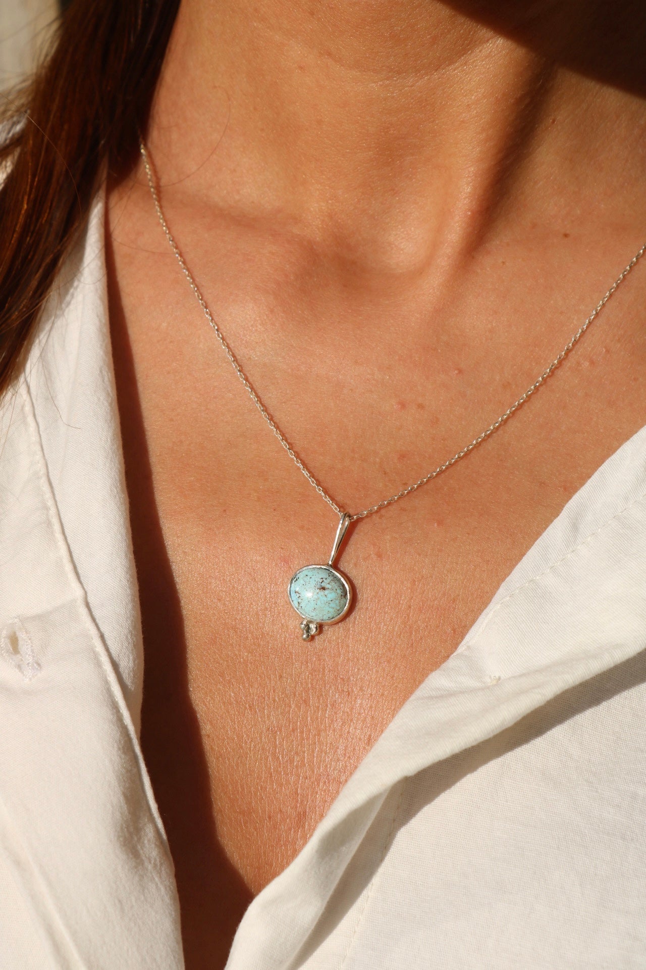 Kazakh Turquoise Silver Pendant