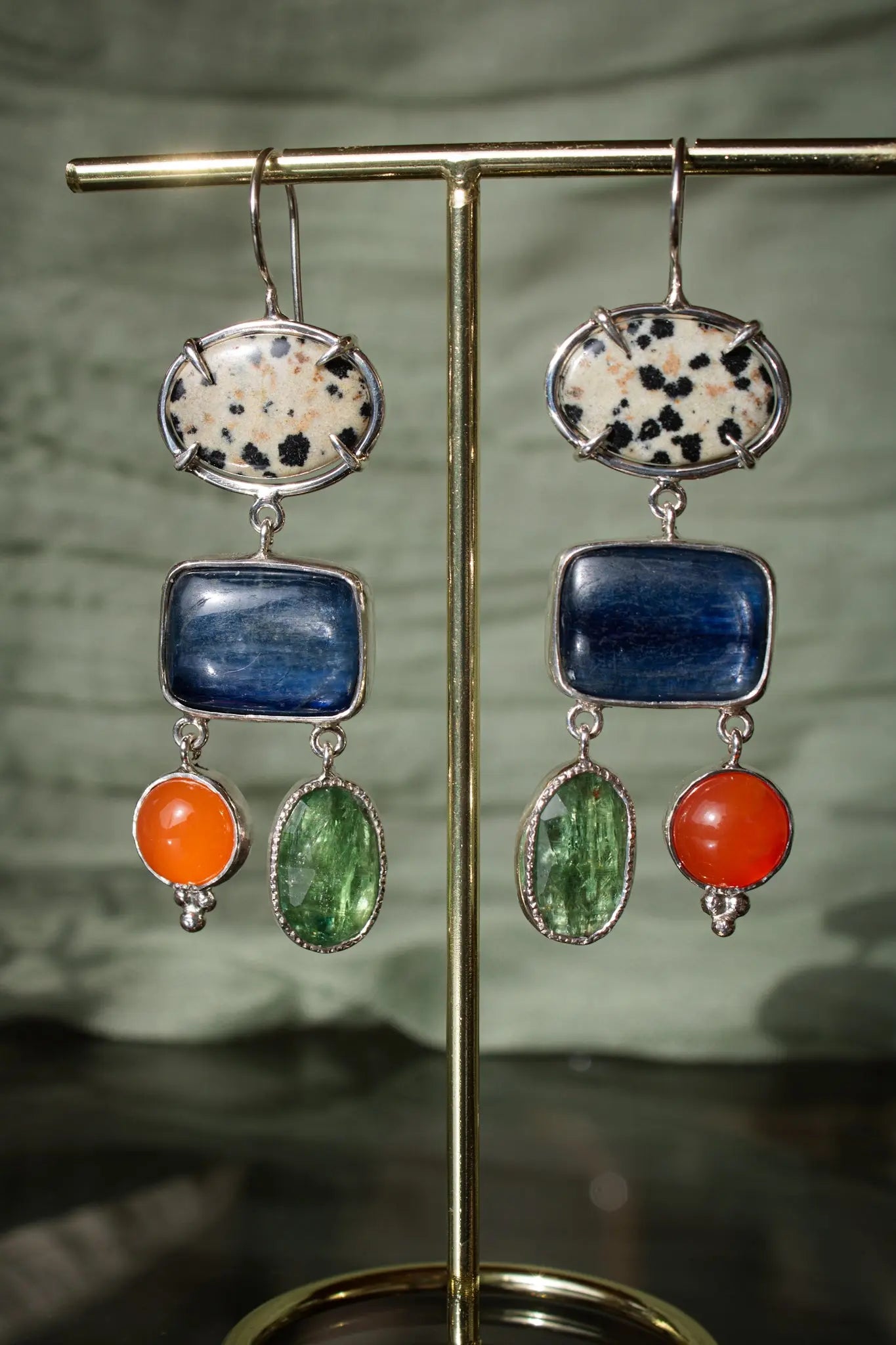 Earrings with Carnelian, Kyanite & Dalmatian Jasper ORI Jewelry ORI Jewelry