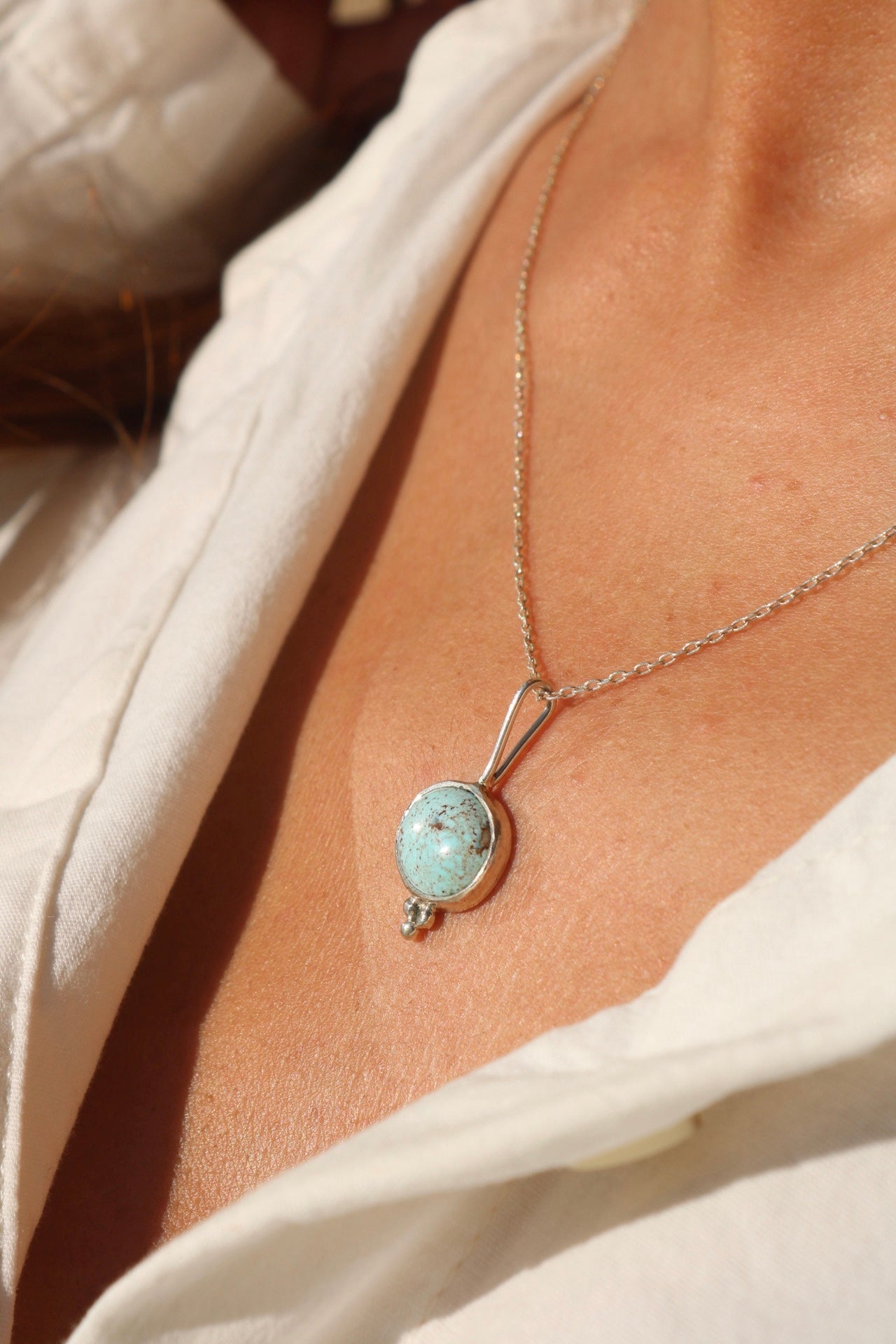 Kazakh Turquoise Silver Pendant