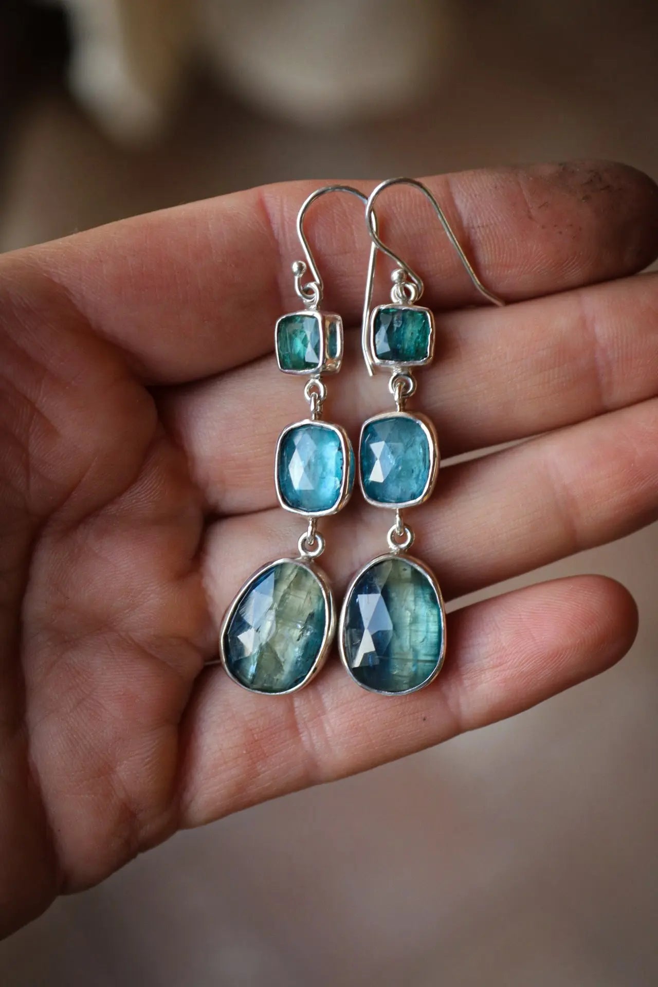 Silver earrings with Kyanites - ORI Jewelry