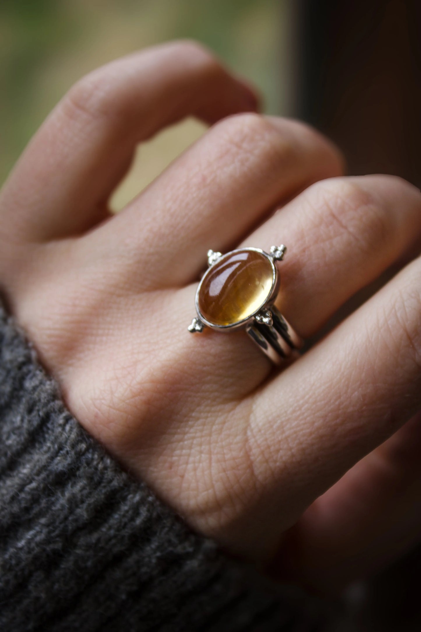 Citrine Boho Silver ring (8.0) - ORI Jewelry
