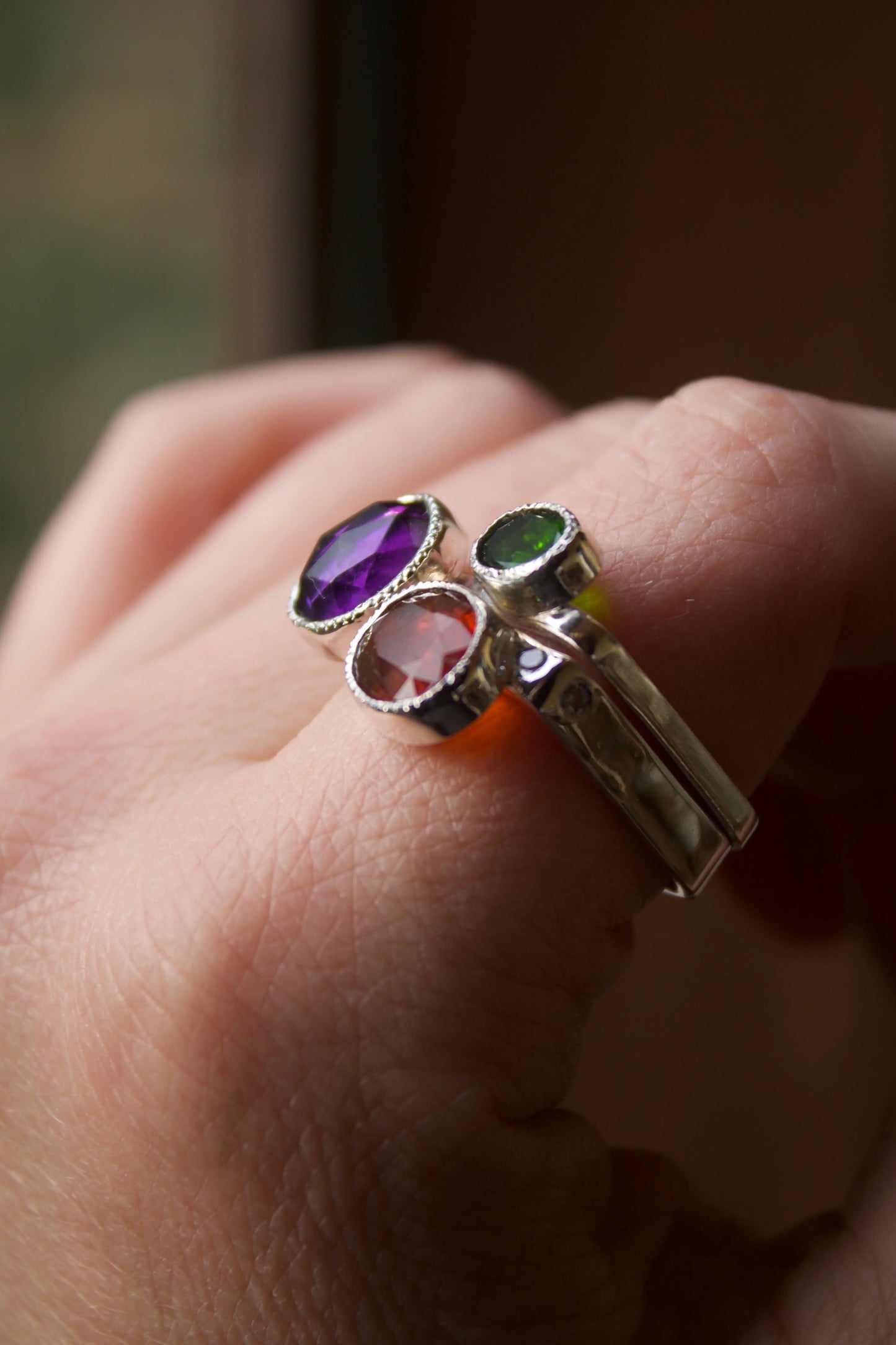Candy Ring Set with Amethyst, Kyanite, Chromediopside (8,5-9) - ORI Jewelry