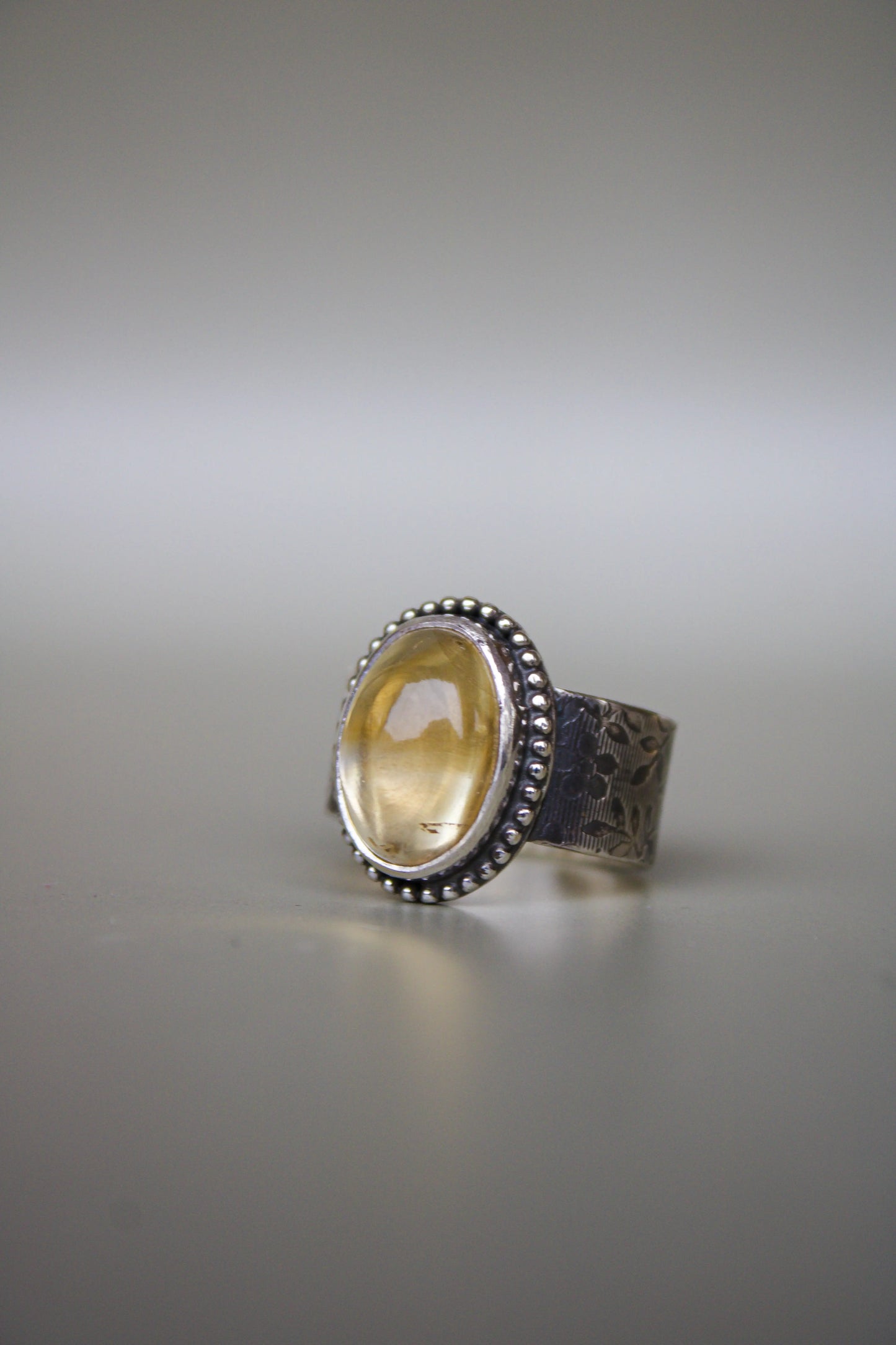 Citrine Vintage Silver ring (7.5) - ORI Jewelry