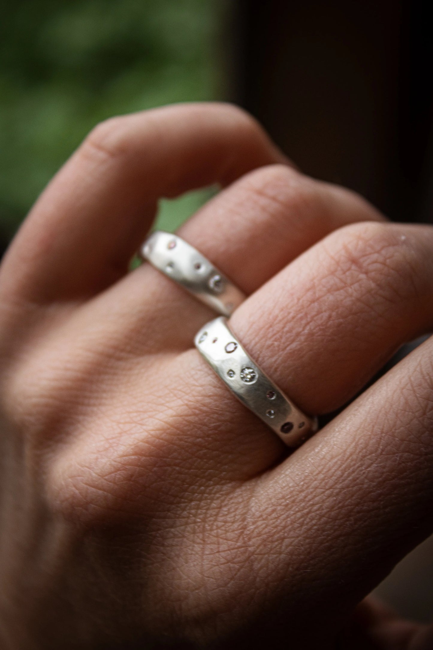 Organic form silver Ring with Moissanites ORI Jewelry ORI Jewelry