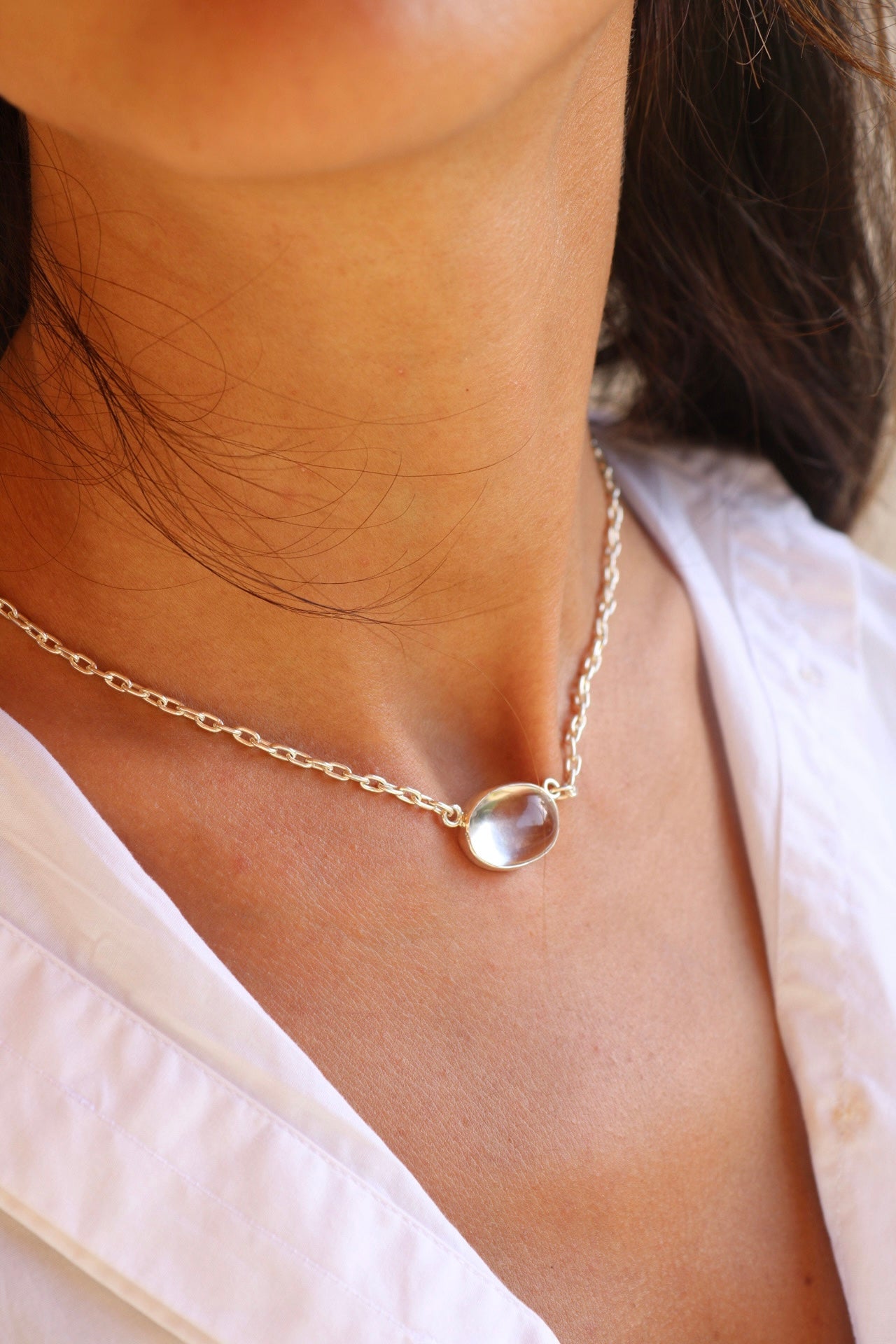 Crystal Quartz Silver Pendant
