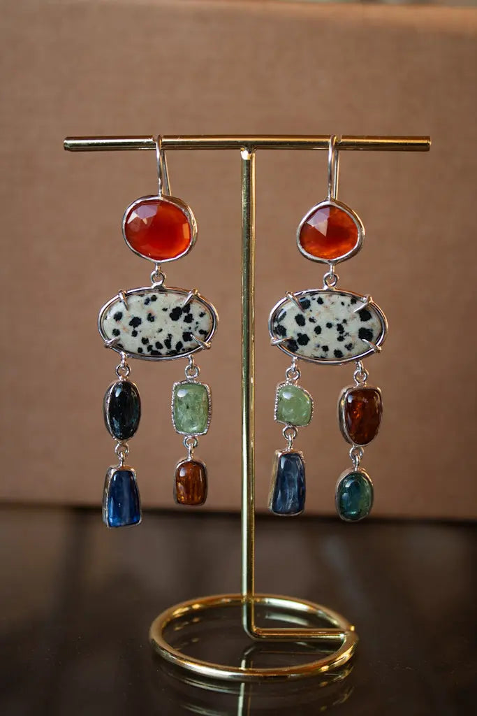 Earrings with Carnelian, Kyanite & Dalmatian Jasper ORI Jewelry ORI Jewelry