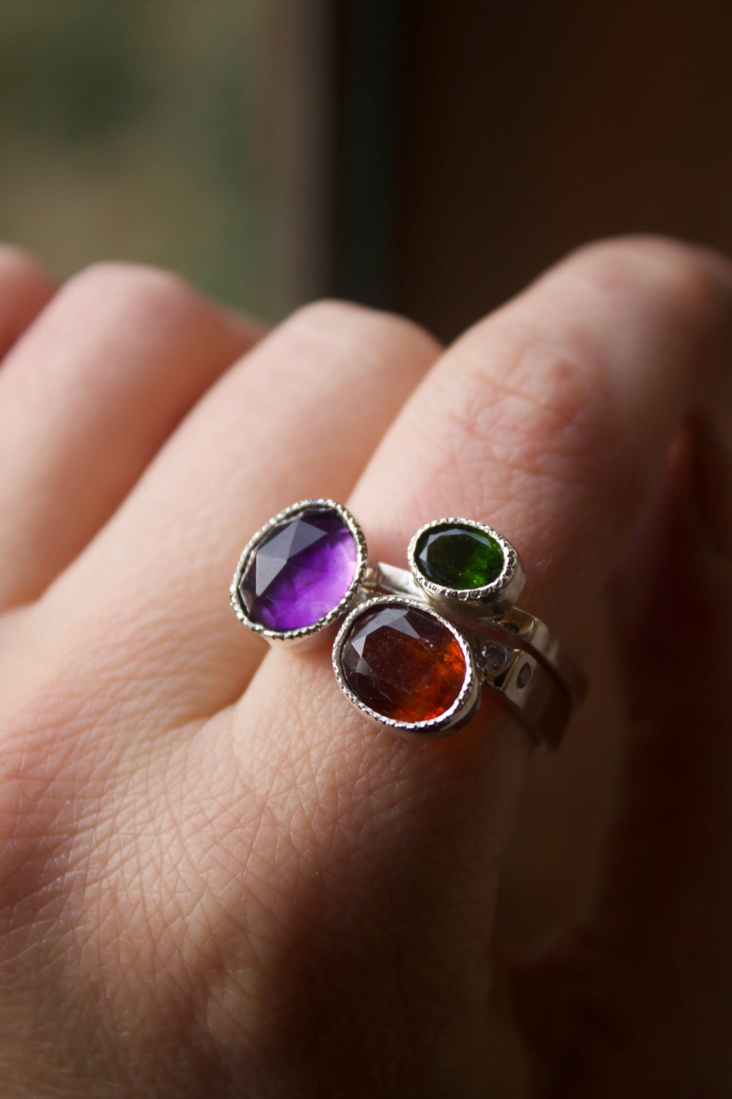 Candy Ring Set with Amethyst, Kyanite, Chromediopside (8,5-9) - ORI Jewelry