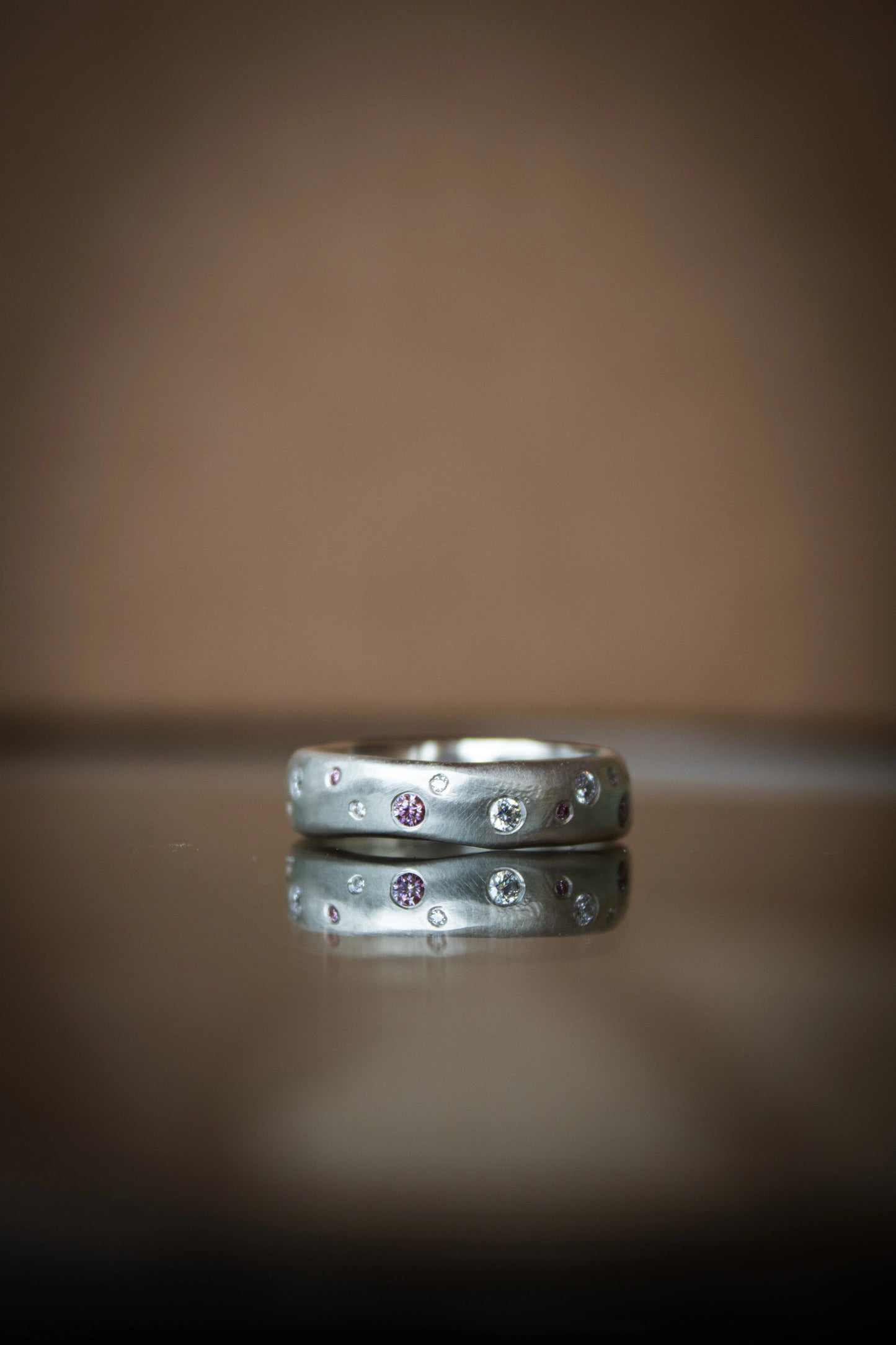Organic form silver Ring with Moissanites ORI Jewelry ORI Jewelry