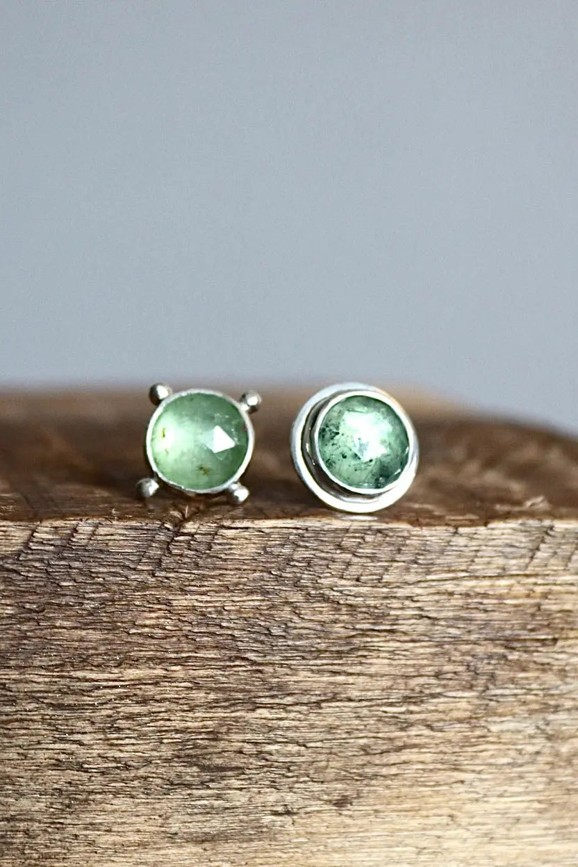Green Kyanite Silver Stud Earrings - ORI Jewelry