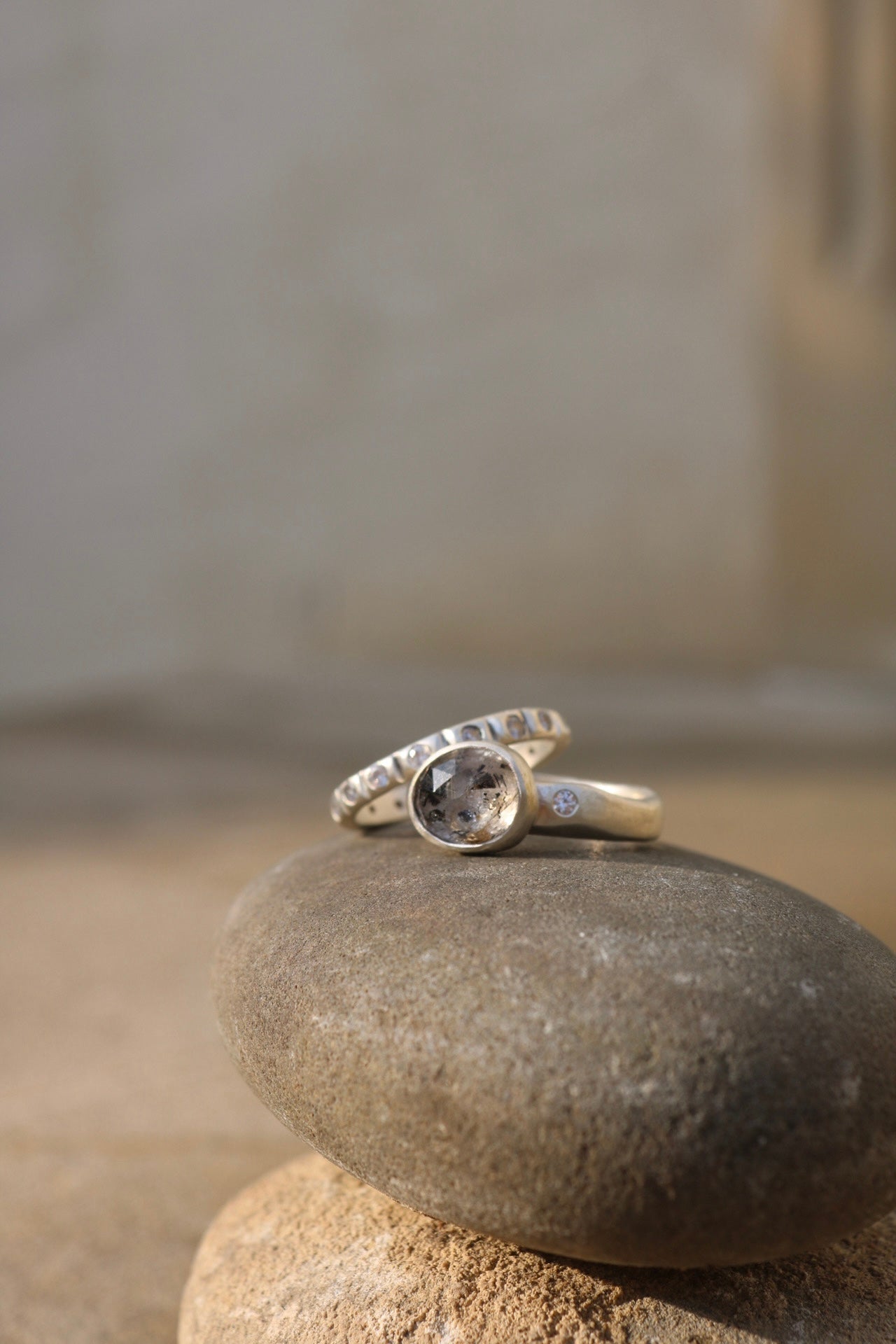 Herkimer Diamond Silver Ring set
