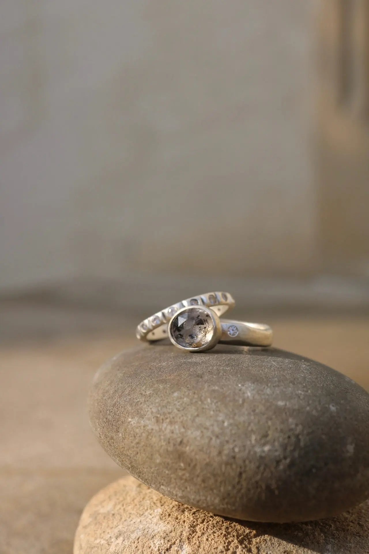 Herkimer Diamond Silver Ring set ORI ORI Jewelry