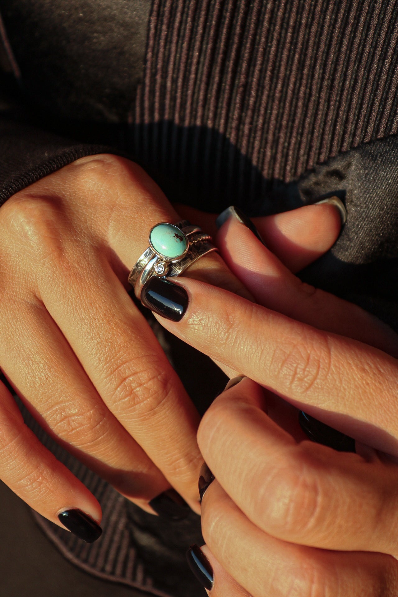 Kazakh Turquoise Spinner Silver Ring