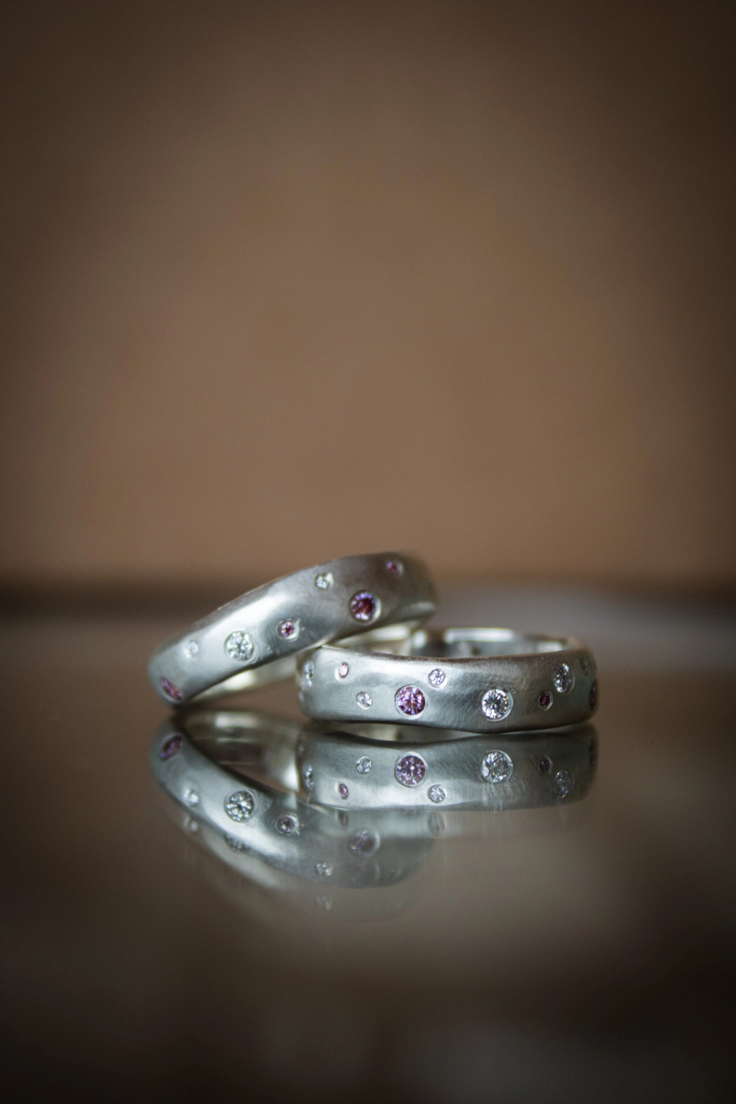Organic form silver Ring with Moissanites ORI Jewelry ORI Jewelry