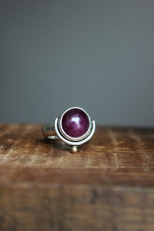 Star Ruby Silver Gold Ring - ORI Jewelry