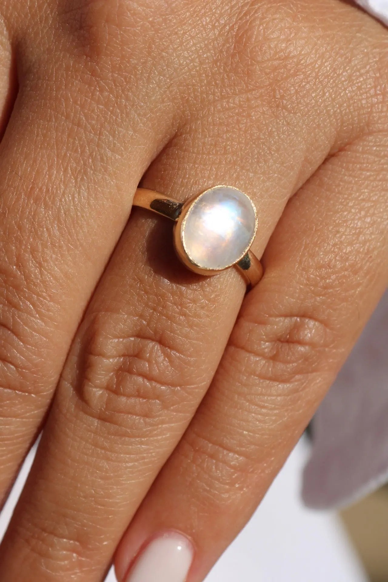 Moonstone Solid Gold Ring (6.5) ORI ORI Jewelry