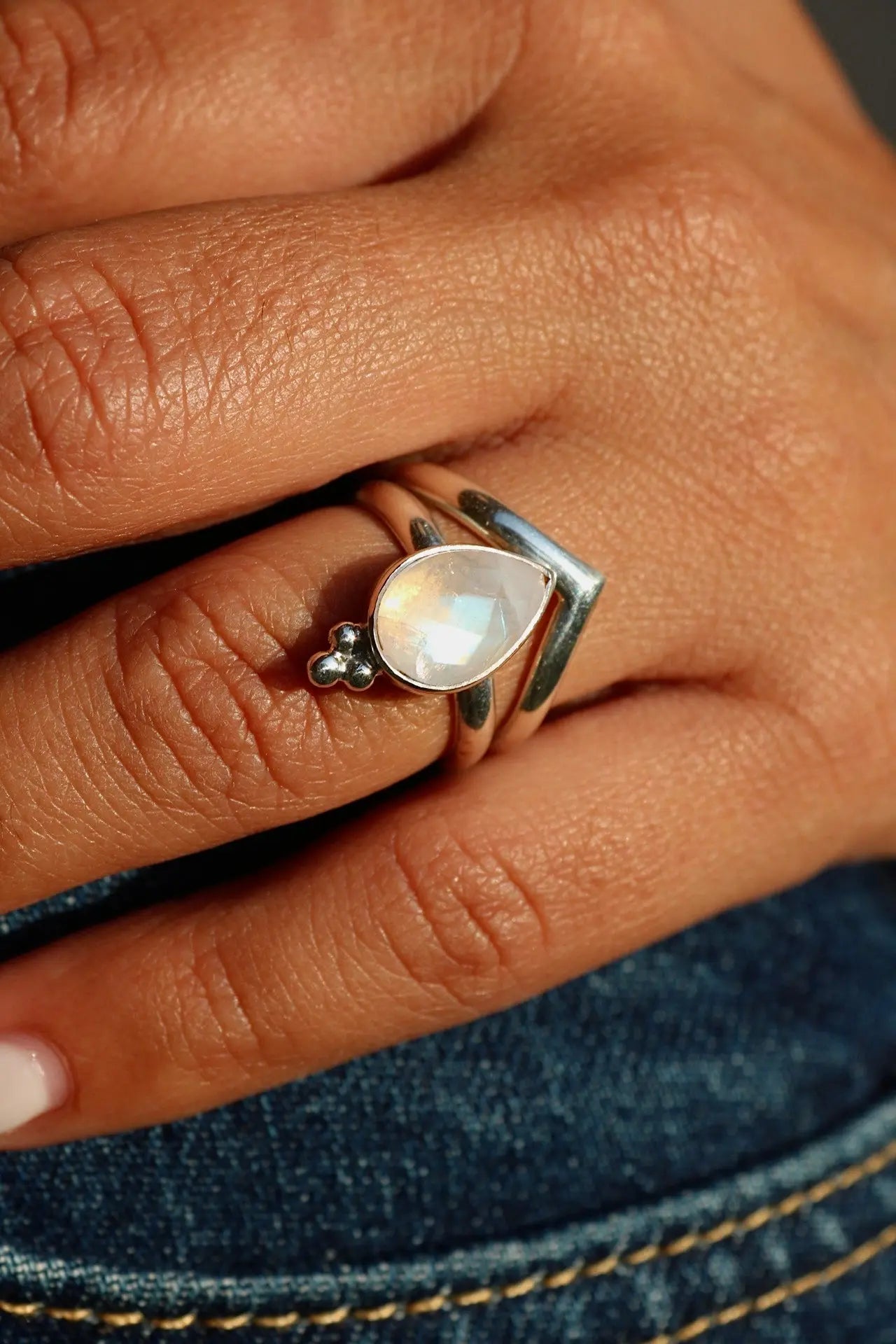 Moonstone Silver Ring Set - ORI Jewelry