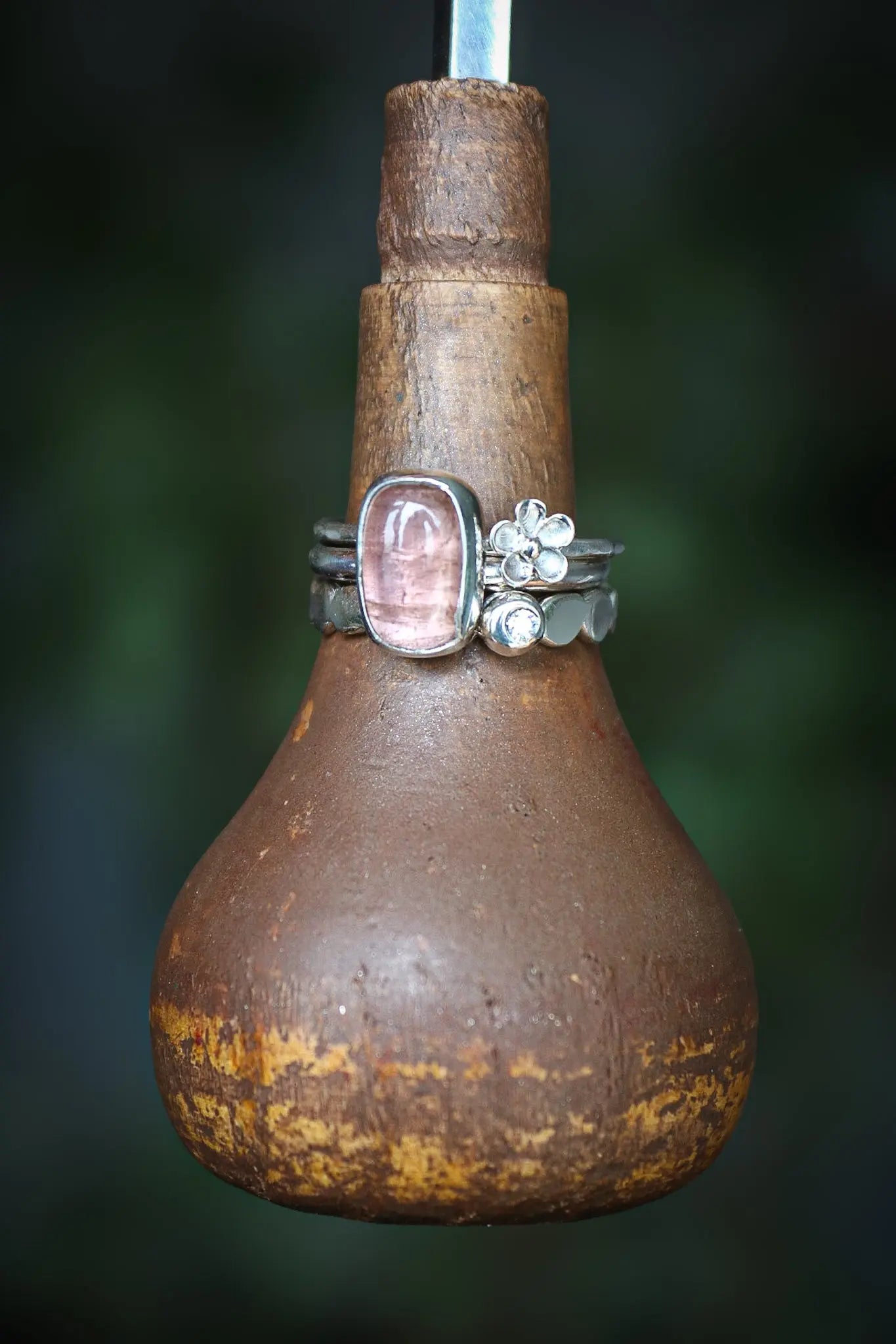 Tourmaline & Moissanite Silver Ring Set (6.0) ORI Jewelry ORI Jewelry