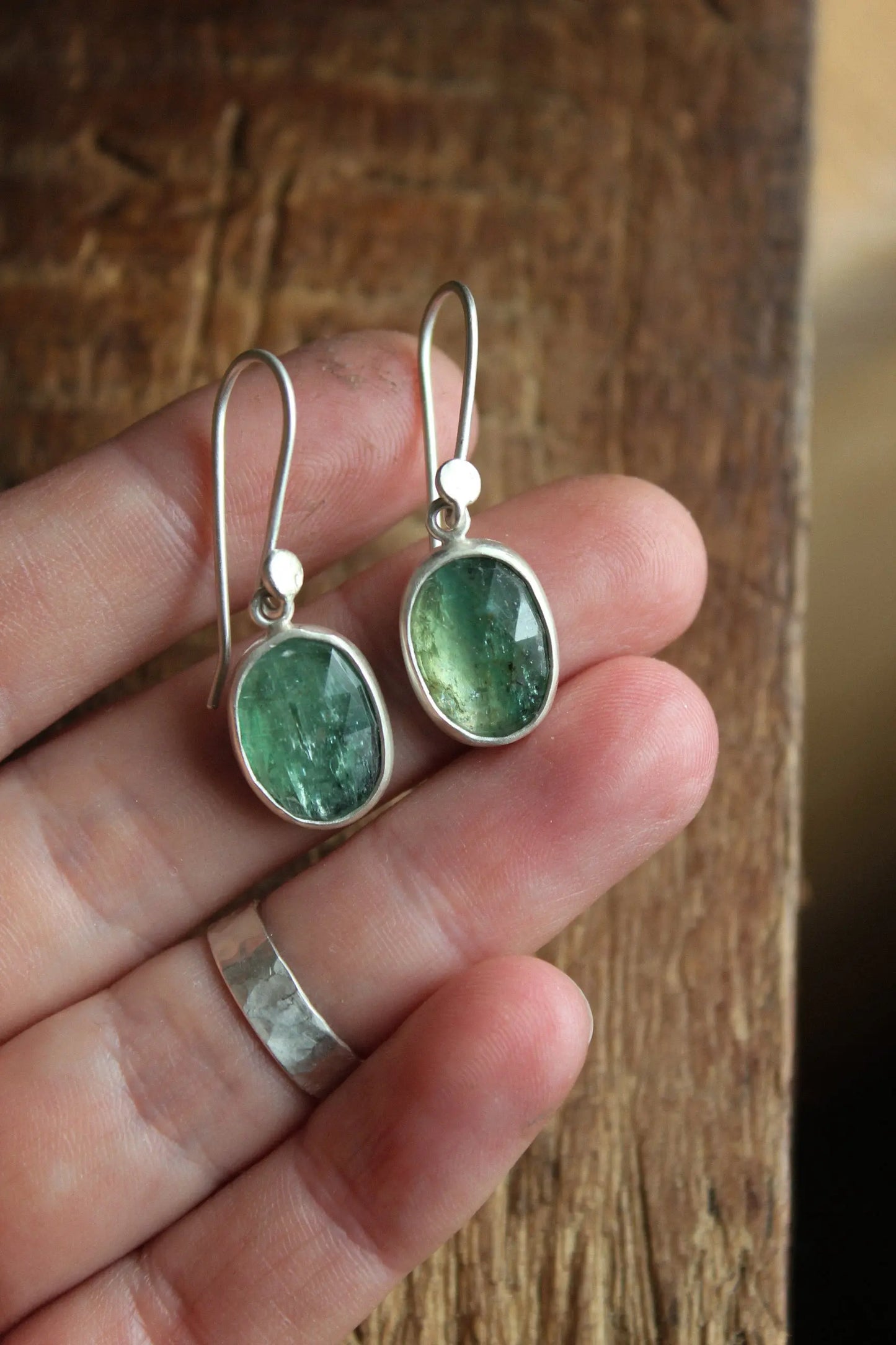 Green Kyanite Silver Earrings ORI