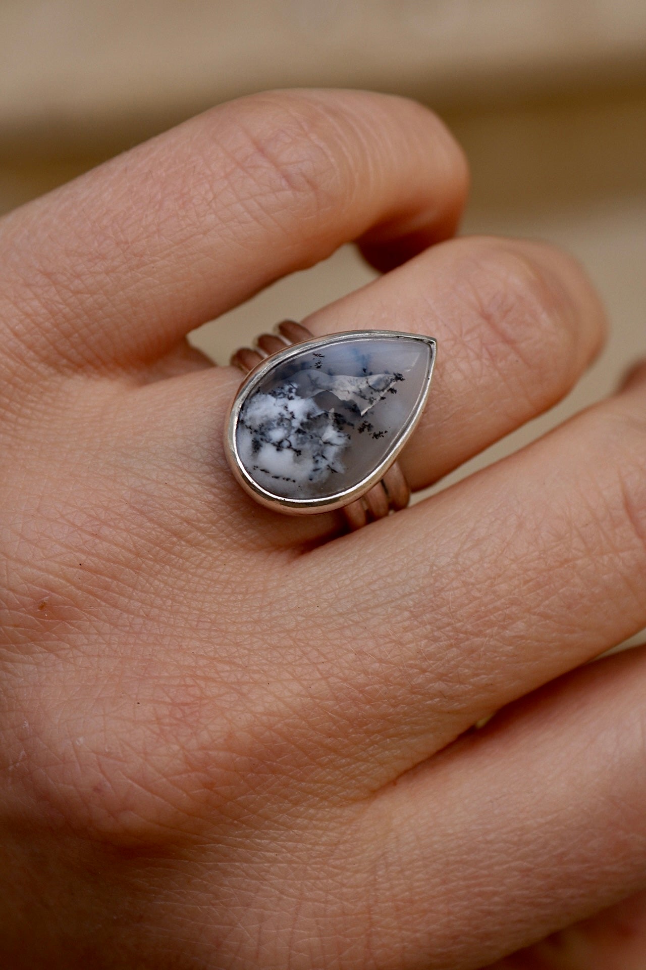 Dendritic Opal Silver Ring