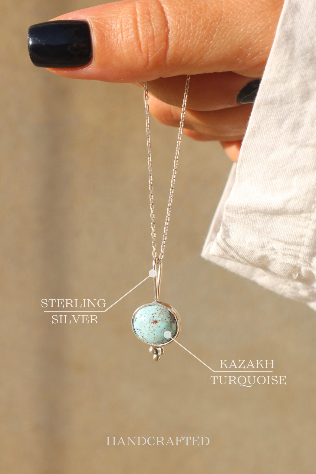 Kazakh Turquoise Silver Pendant