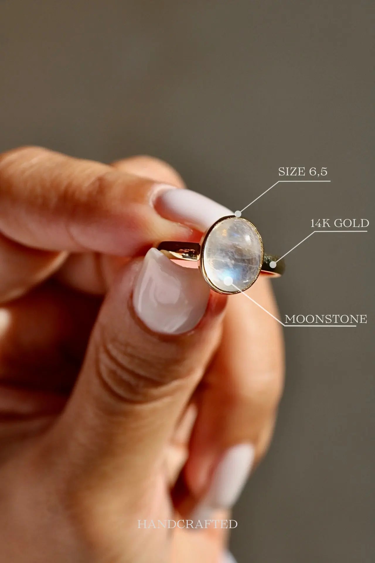 Moonstone Solid Gold Ring (6.5) ORI ORI Jewelry