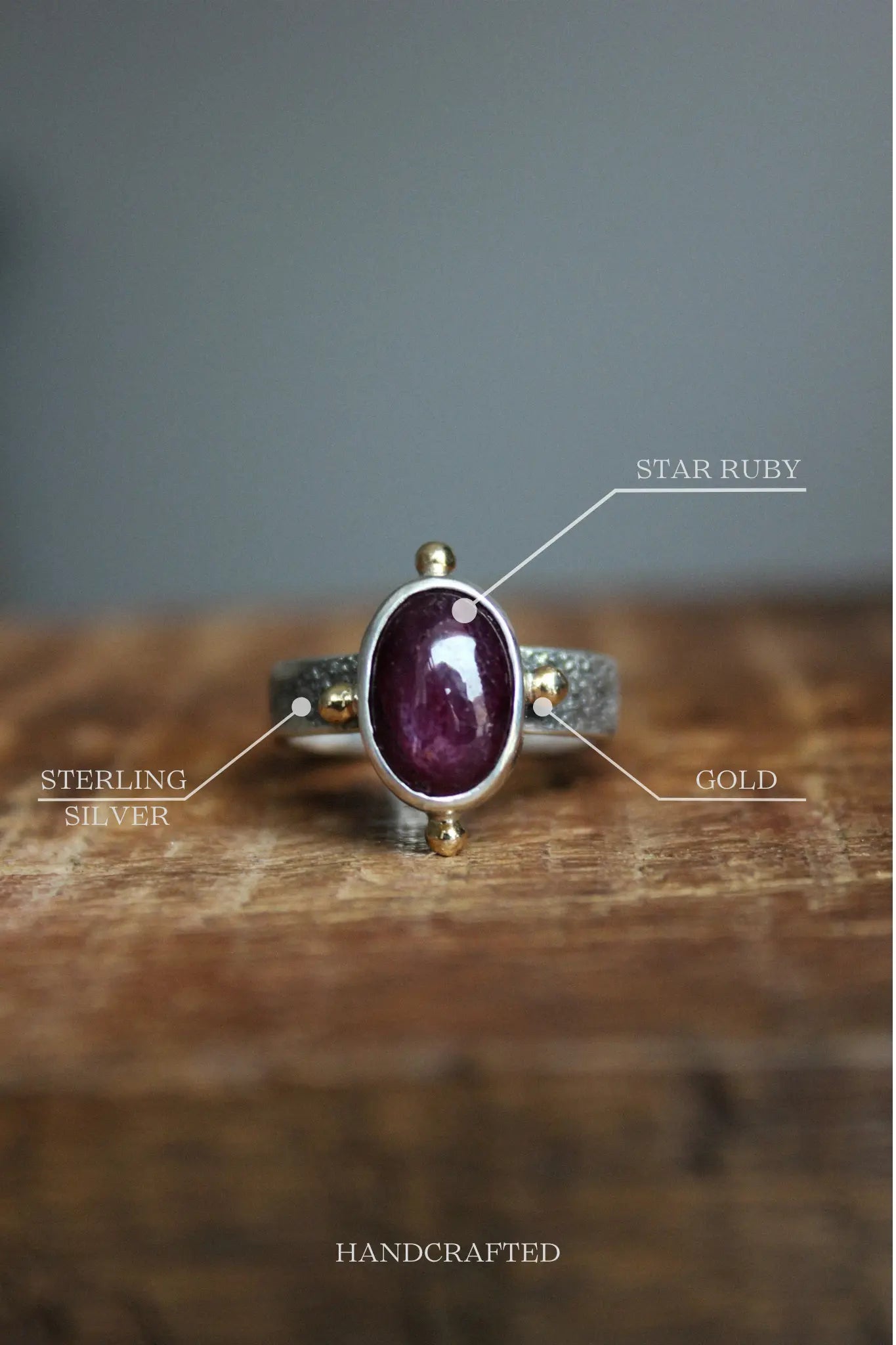 Star Ruby Silver Gold Ring ORI ORI Jewelry