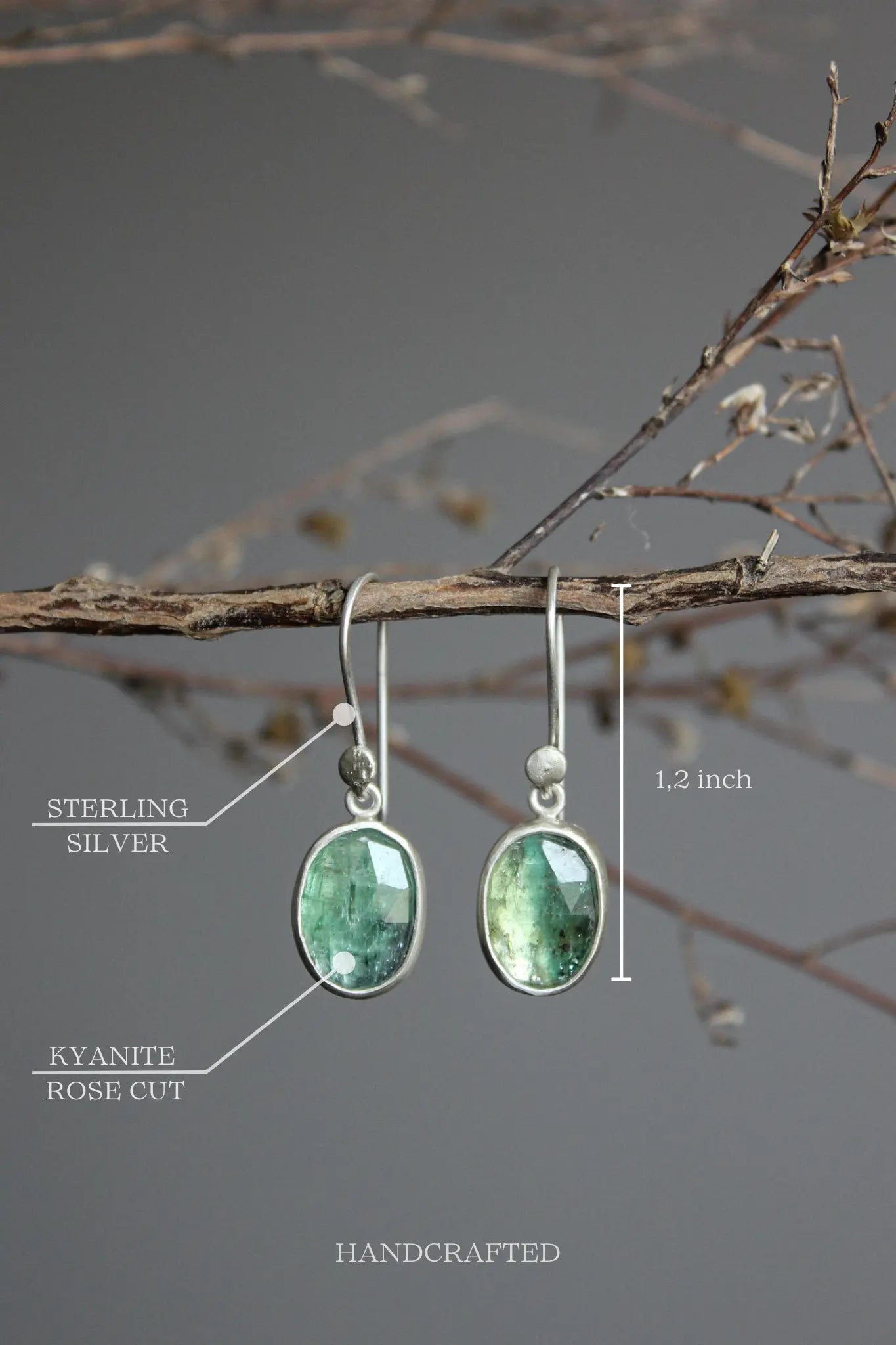 Green Kyanite Silver Earrings ORI
