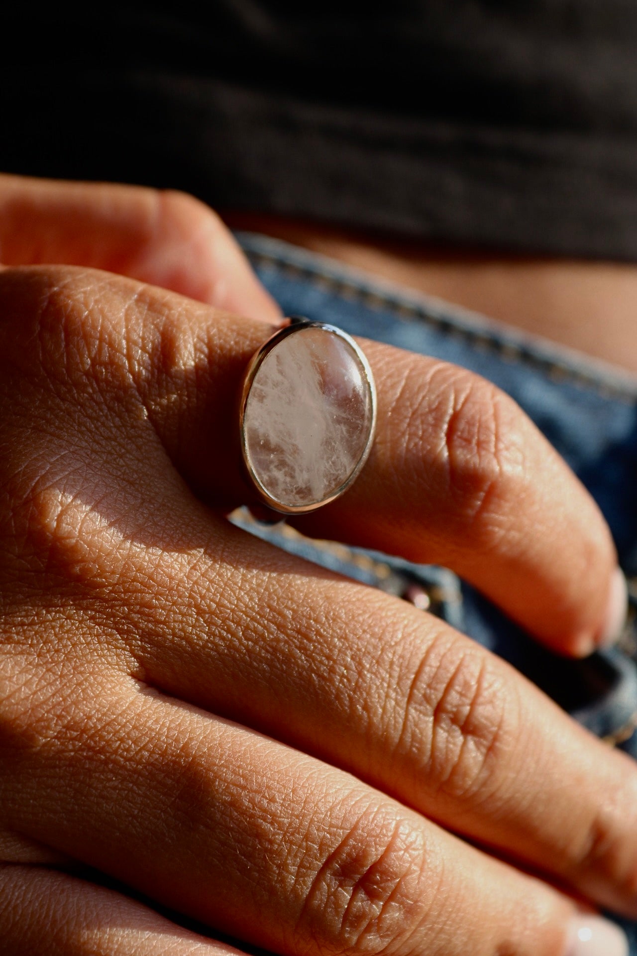 Ice Crystal Quartz Silver Ring