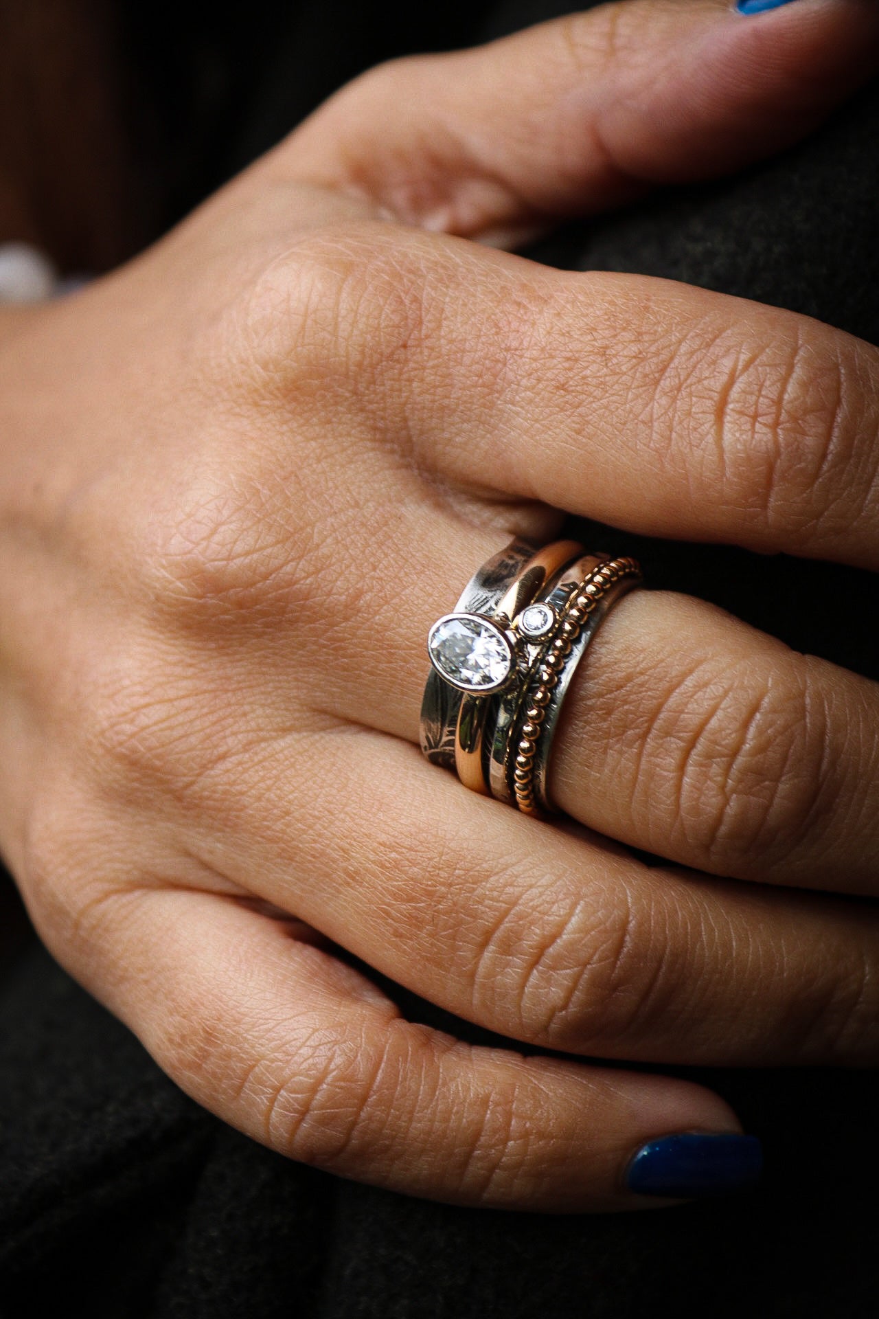 Spinner ring with Moissanite