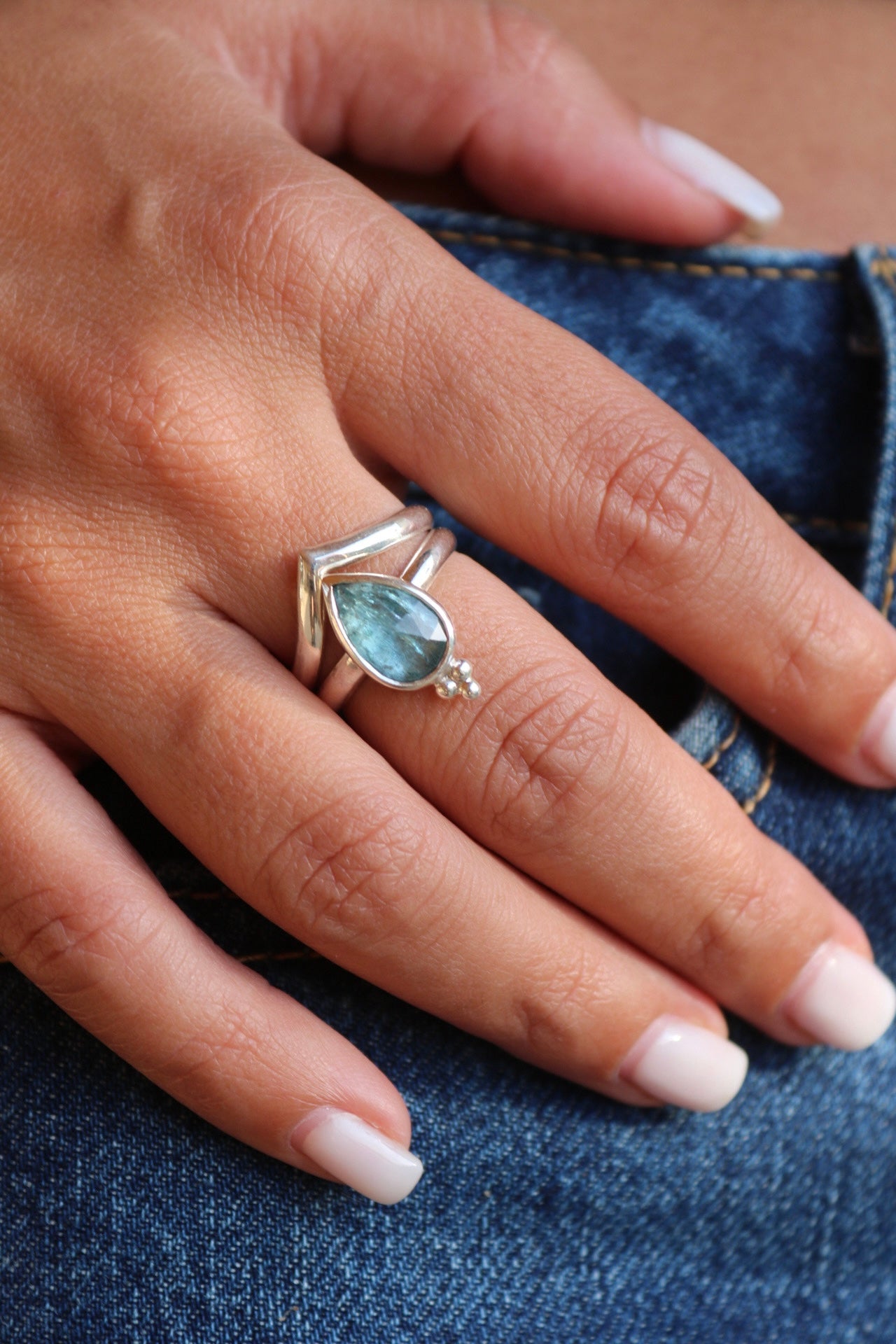 Kyanite Silver Ring Set
