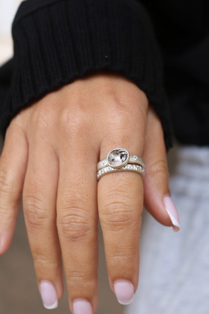 Herkimer Diamond Silver Ring set