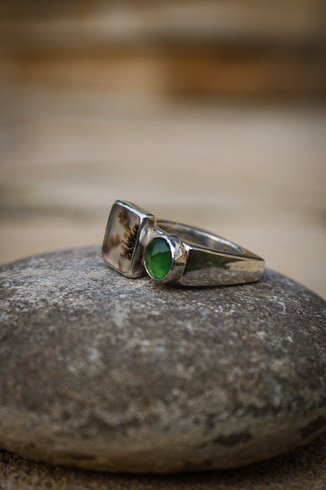 Nature square silver ring (6.5)