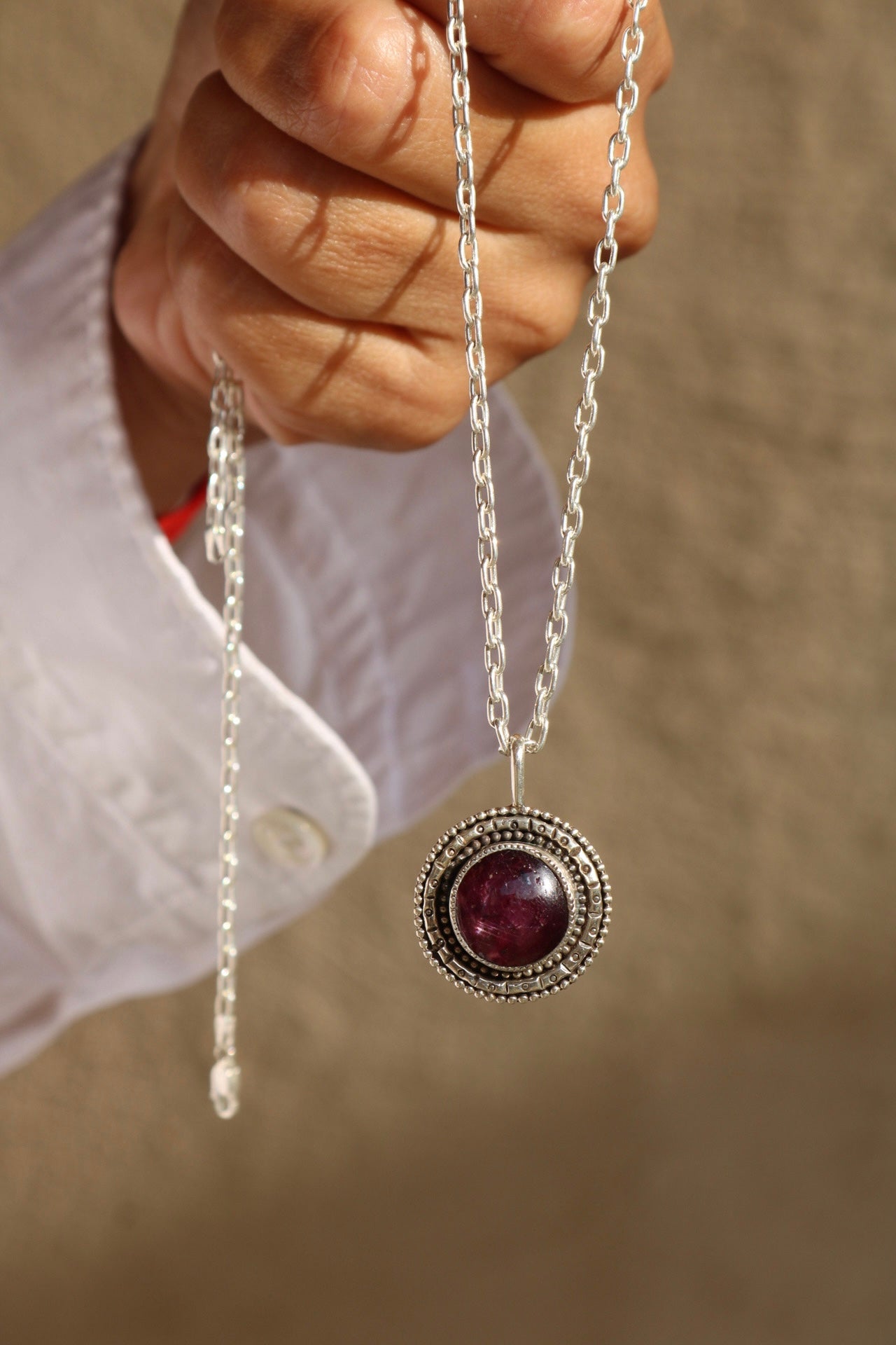 Star Ruby Mandala Silver Pendant