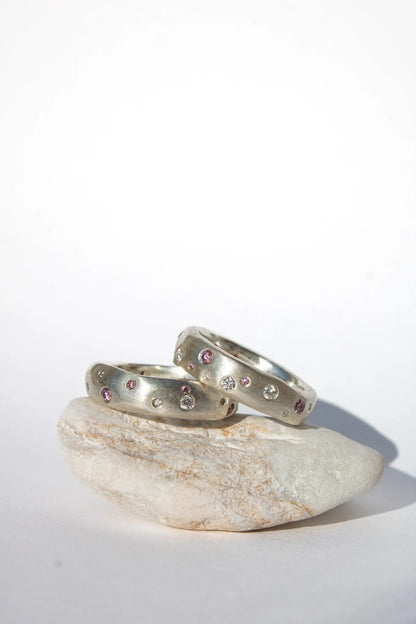Organic form silver Ring with Moissanites ORI Jewelry ORI Jewelry