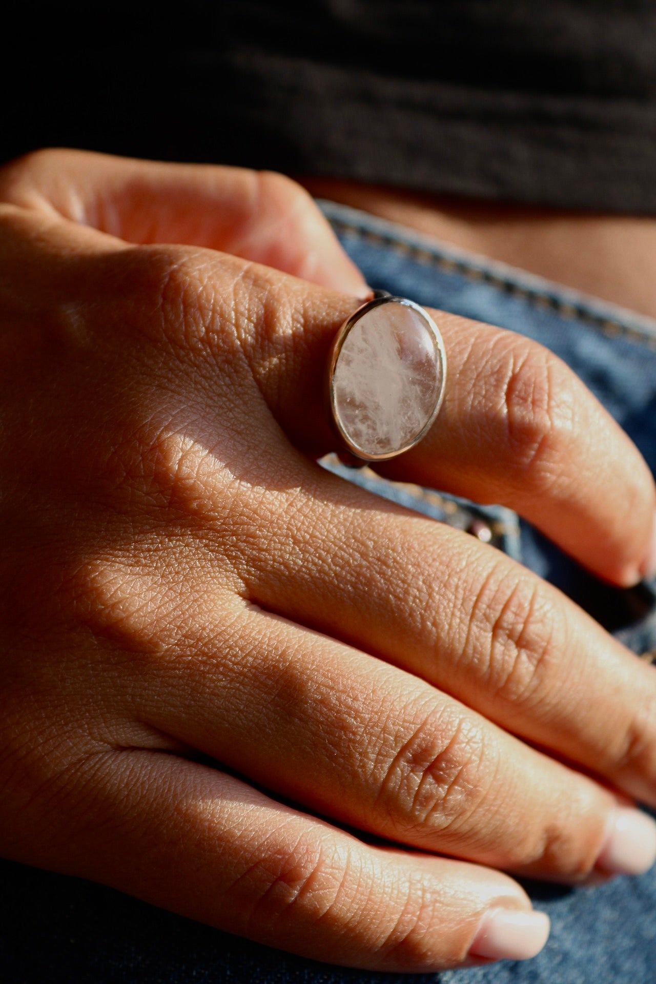 Ice Crystal Quartz Silver Ring