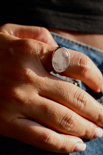 Ice Crystal Quartz Silver Ring
