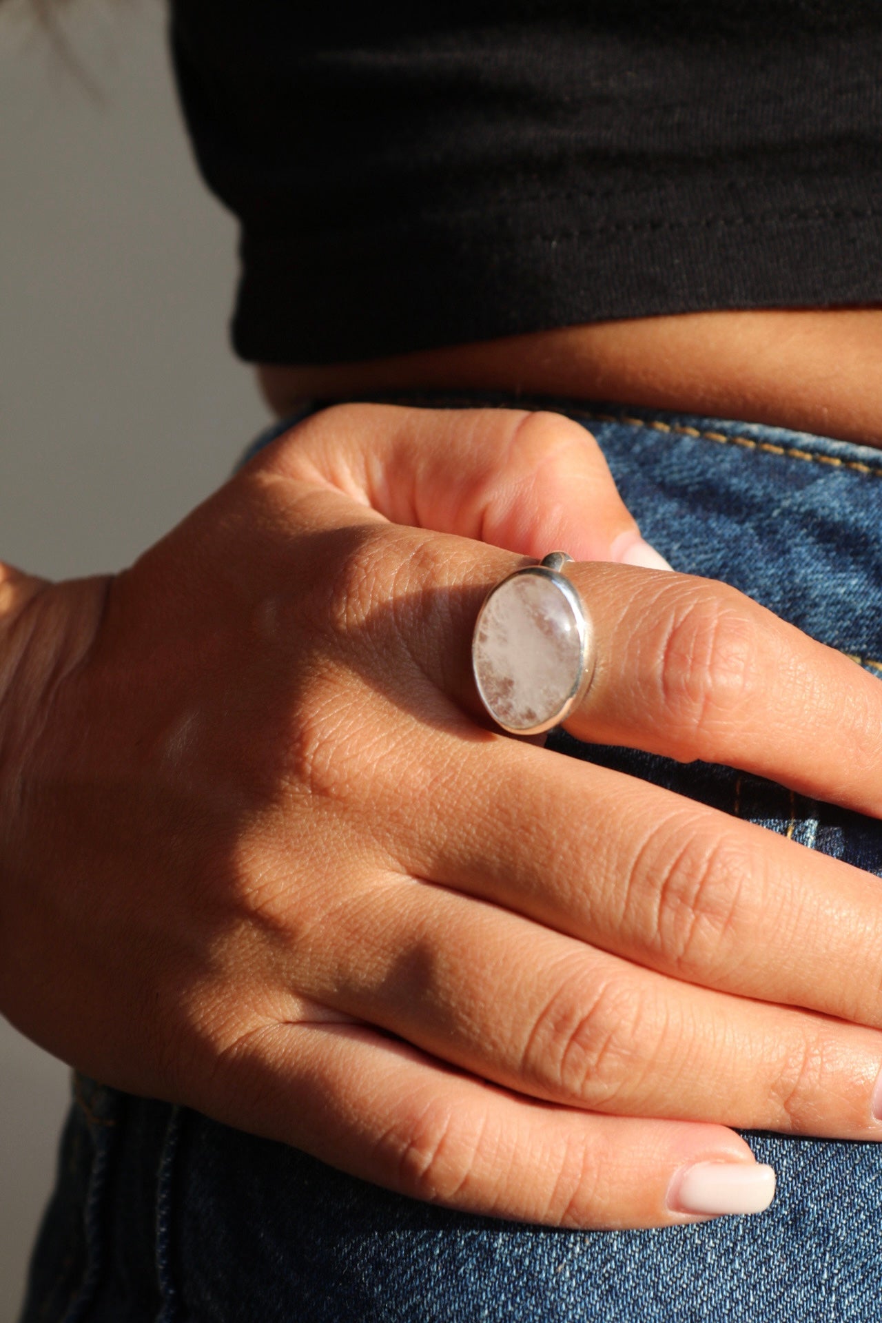 Ice Crystal Quartz Silver Ring