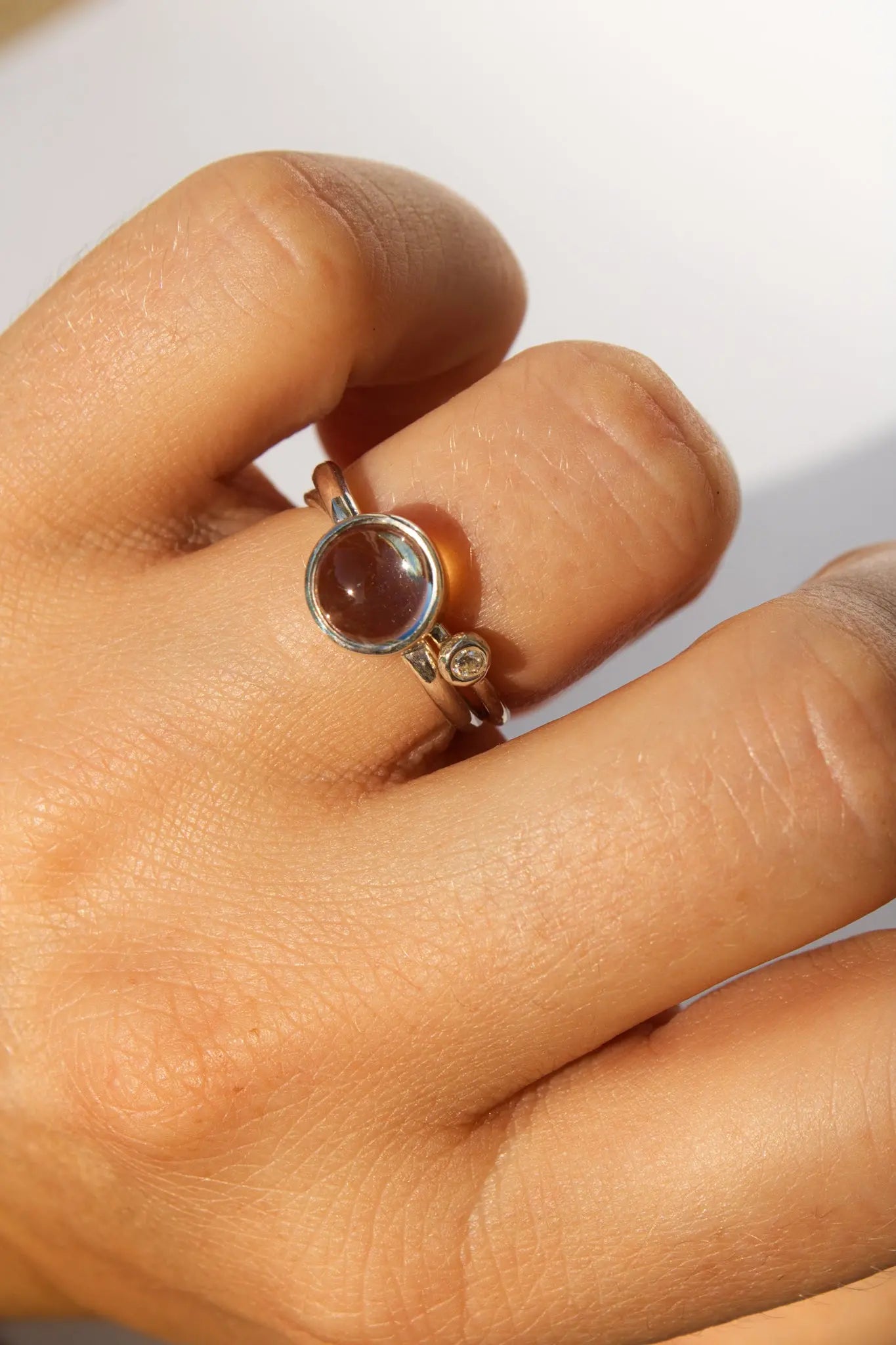 Topaz & Moissanite Double Band Ring ORI Jewelry ORI Jewelry