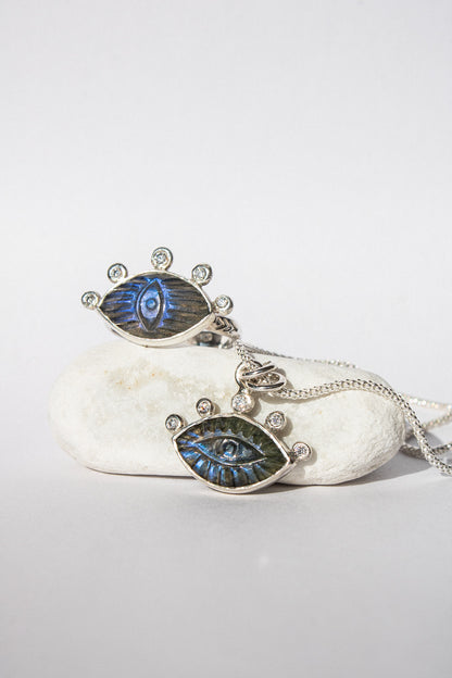 Third Eye Pendant — Labradorite & Moissanites