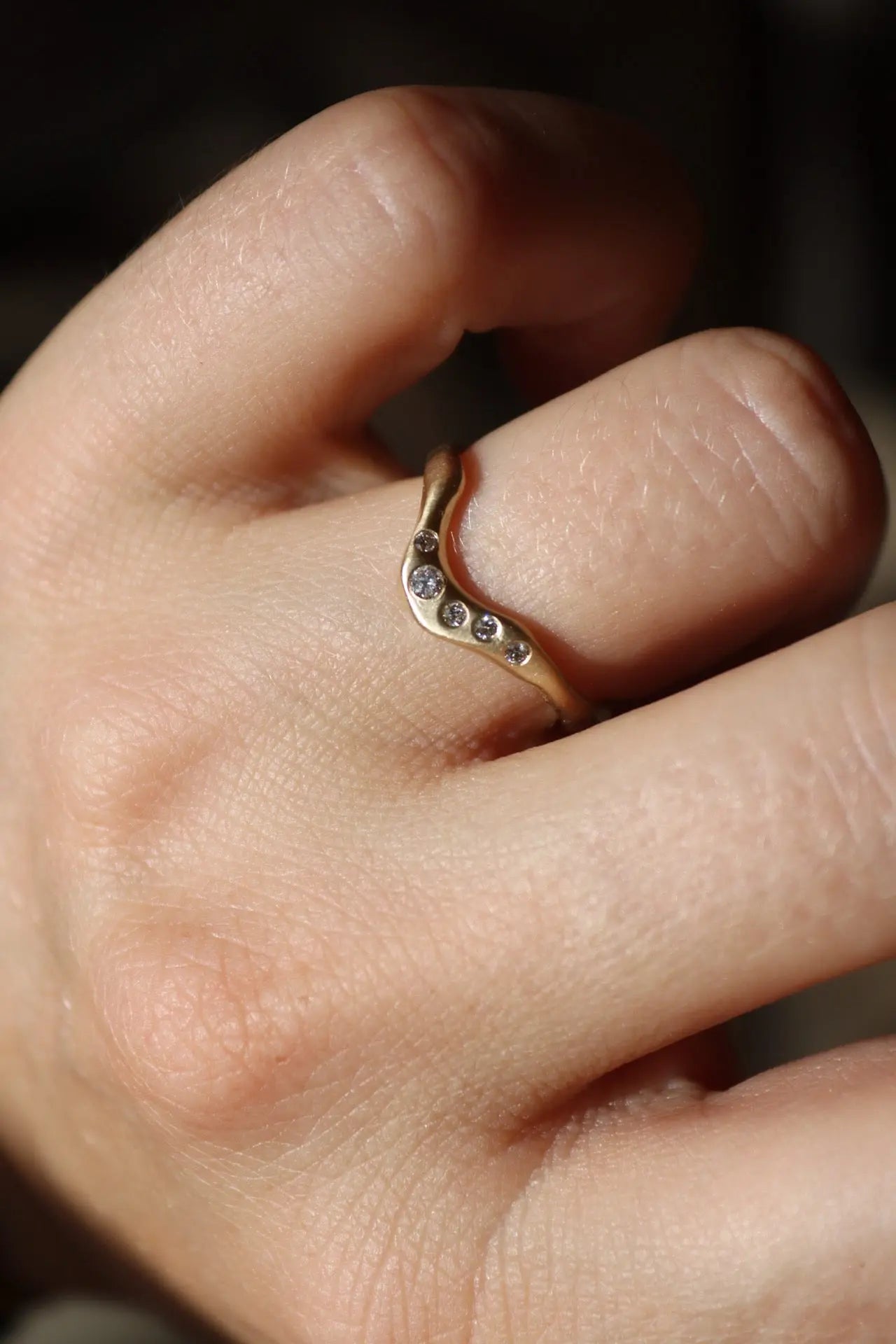 Lisey Gold Wave ring with diamonds ORI Jewelry ORI Jewelry